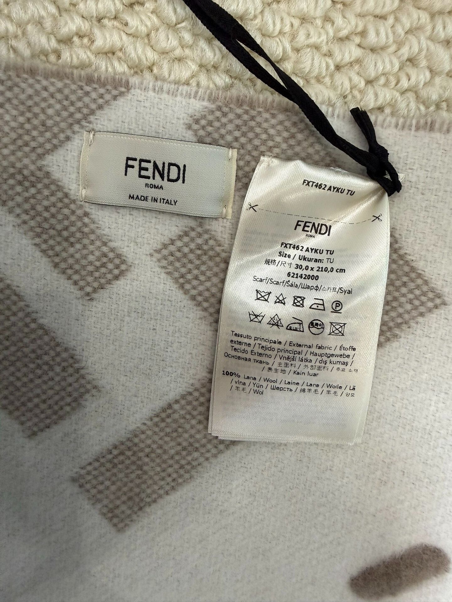 Fendi Fendi Selleria Macro Check Wool Fringe Scarf Size ONE SIZE - 6 Thumbnail