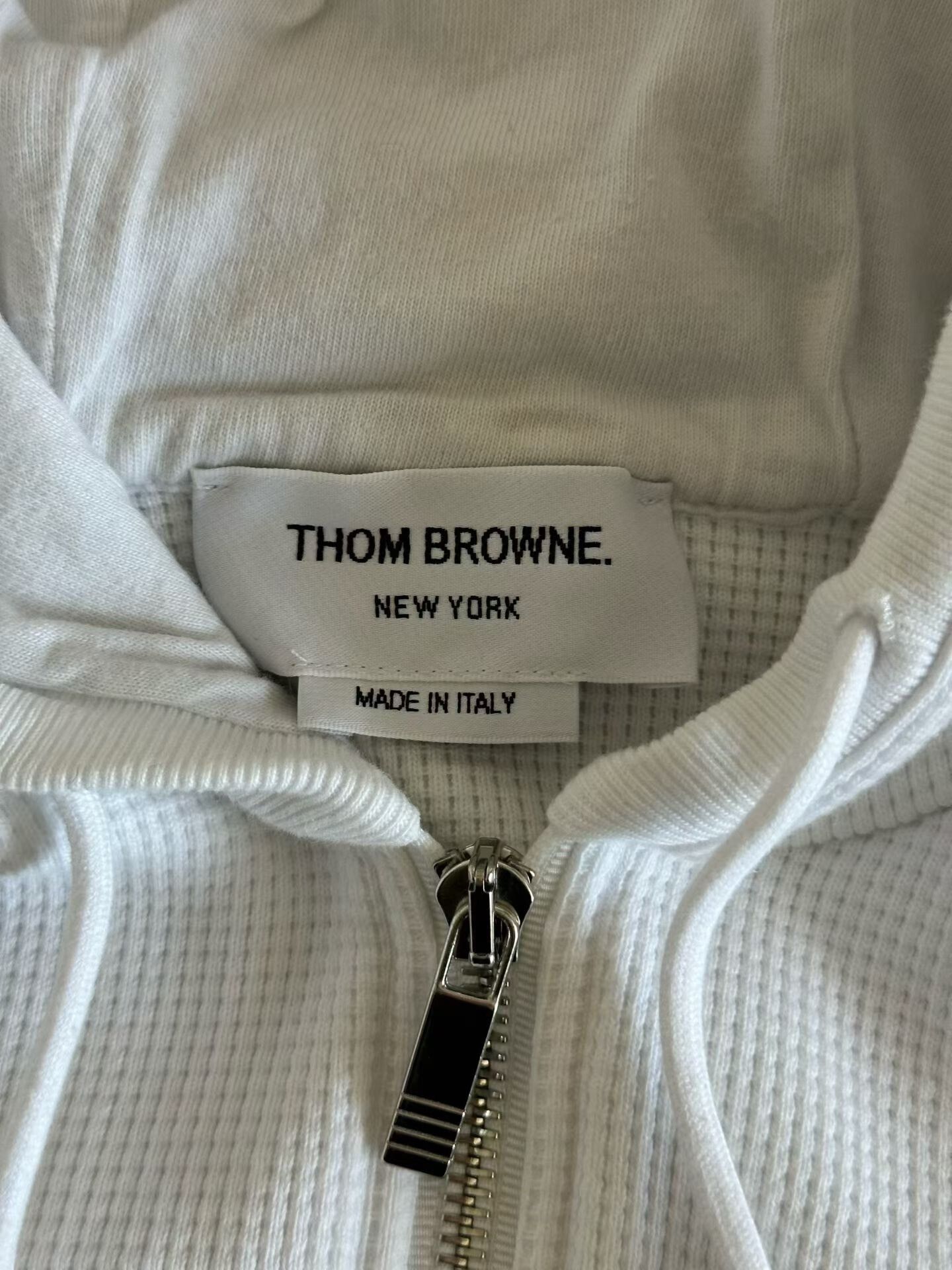 Thom Browne Thom Browne White Waffle Zip Hoodie Size US L / EU 52-54 / 3 - 5 Thumbnail