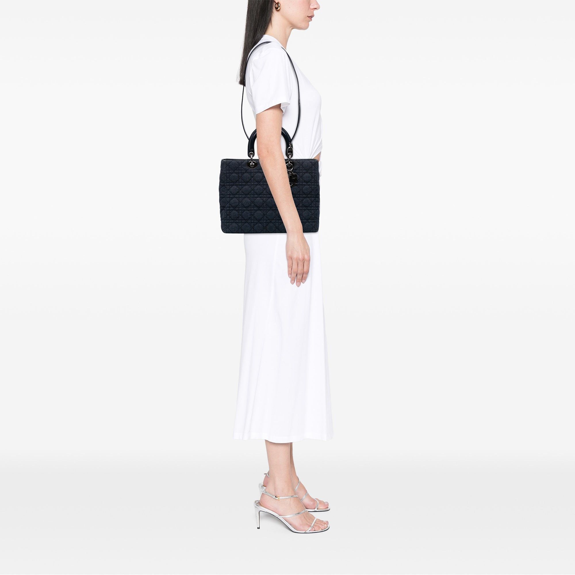 Dior Large Denim Cannage Lady Dior Size ONE SIZE - 11 Thumbnail