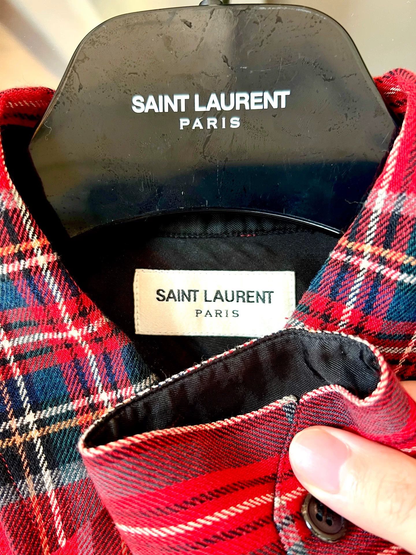 Saint Laurent Paris Saint Laurent 21FW Red Wool Plaid Shirt Size S / US 4 / IT 40 - 3 Thumbnail
