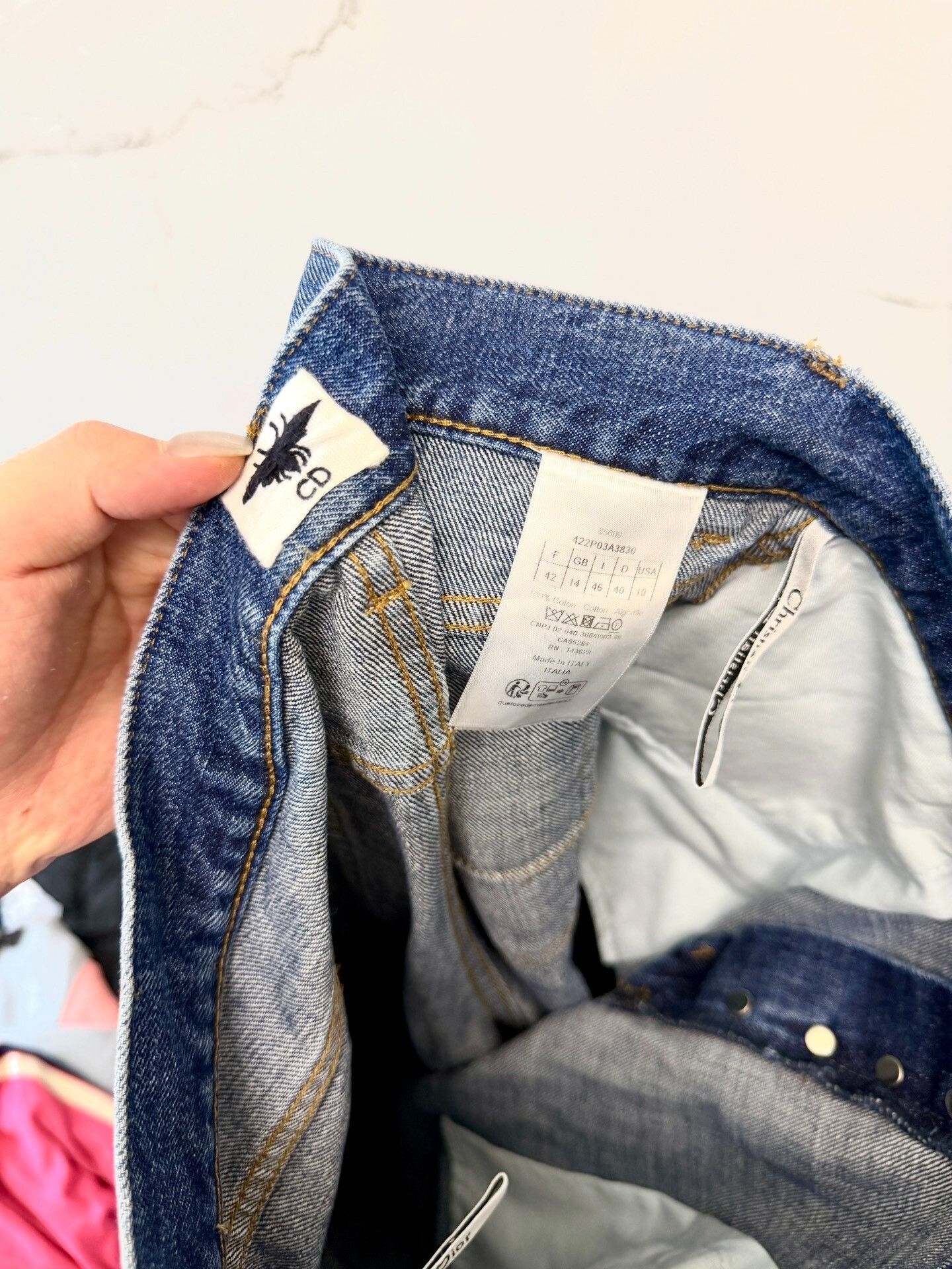 Dior Dior Dark Blue Leather Patch Straight Jeans Size US 26 / EU 42 - 4 Thumbnail