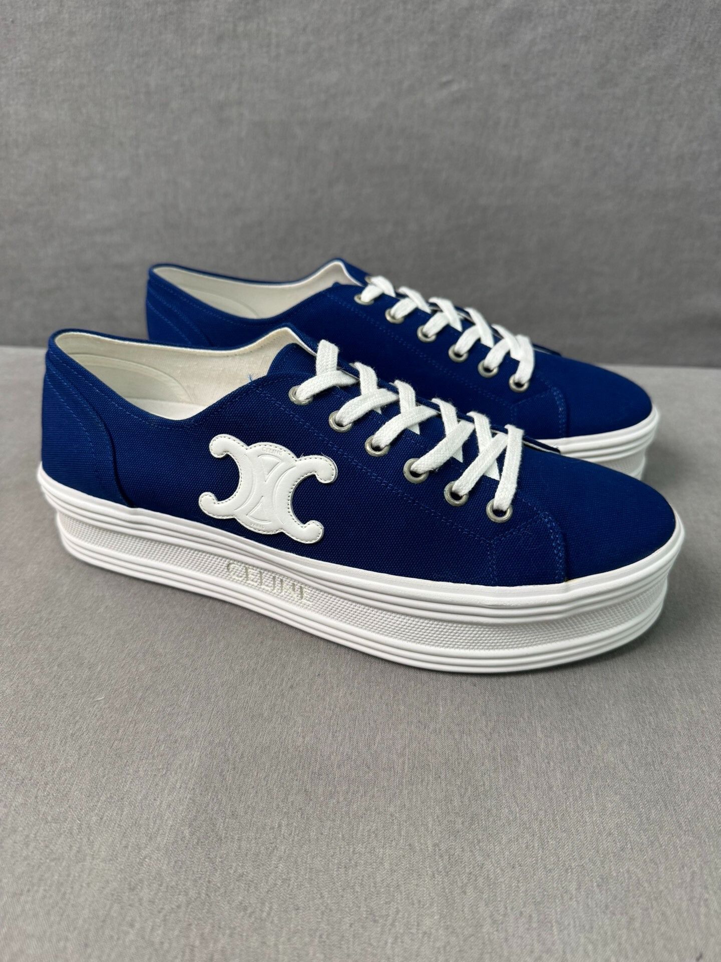 Celine Celine Triomphe Blue Platform Shoes Size US 7 / EU 40 - 2 Thumbnail