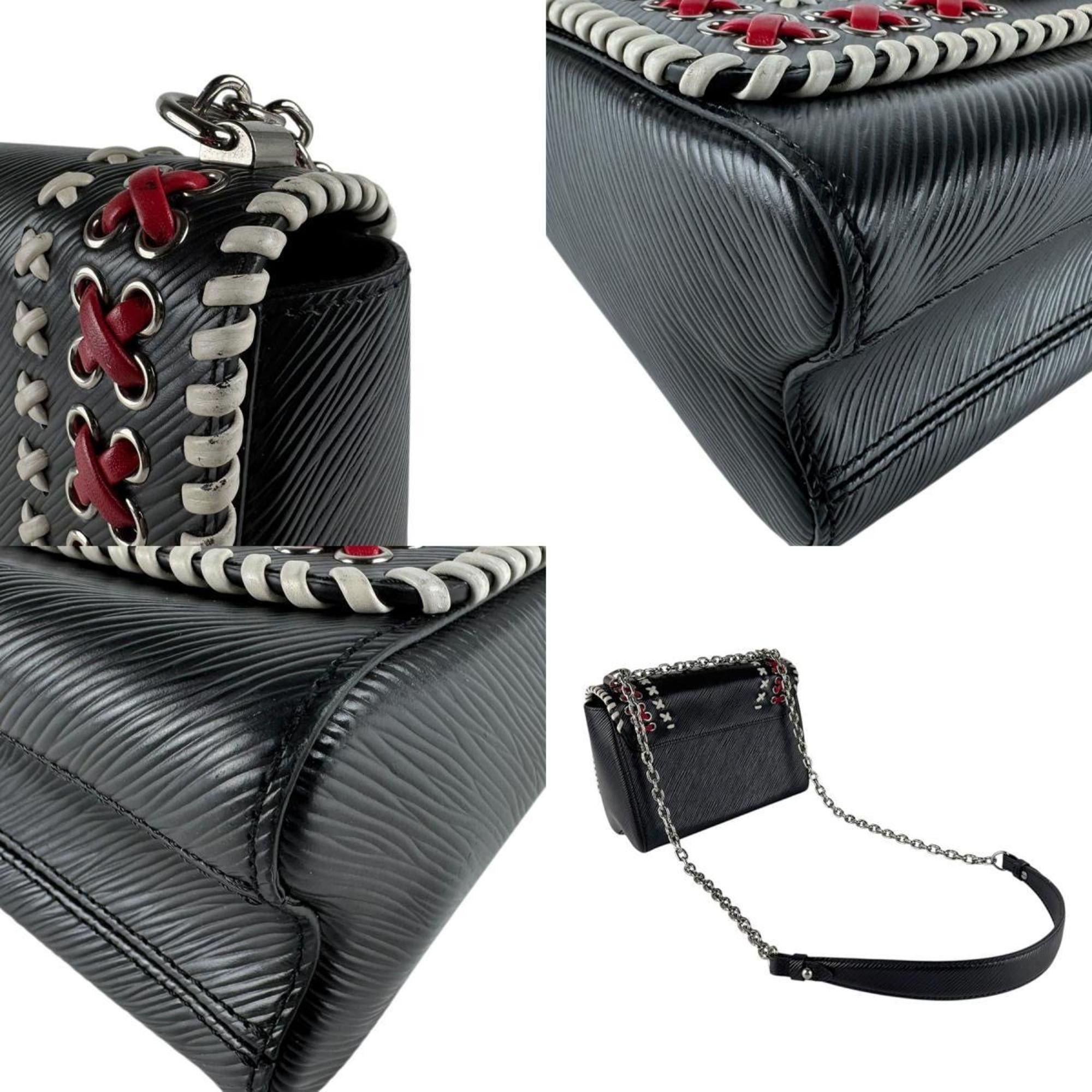 Louis Vuitton Louis Vuitton Epi Twist MM Shoulder Bag in Leather, Black/Off-White/Red, Silver, Women's, M42778 z8552 Size ONE SIZE - 4 Thumbnail