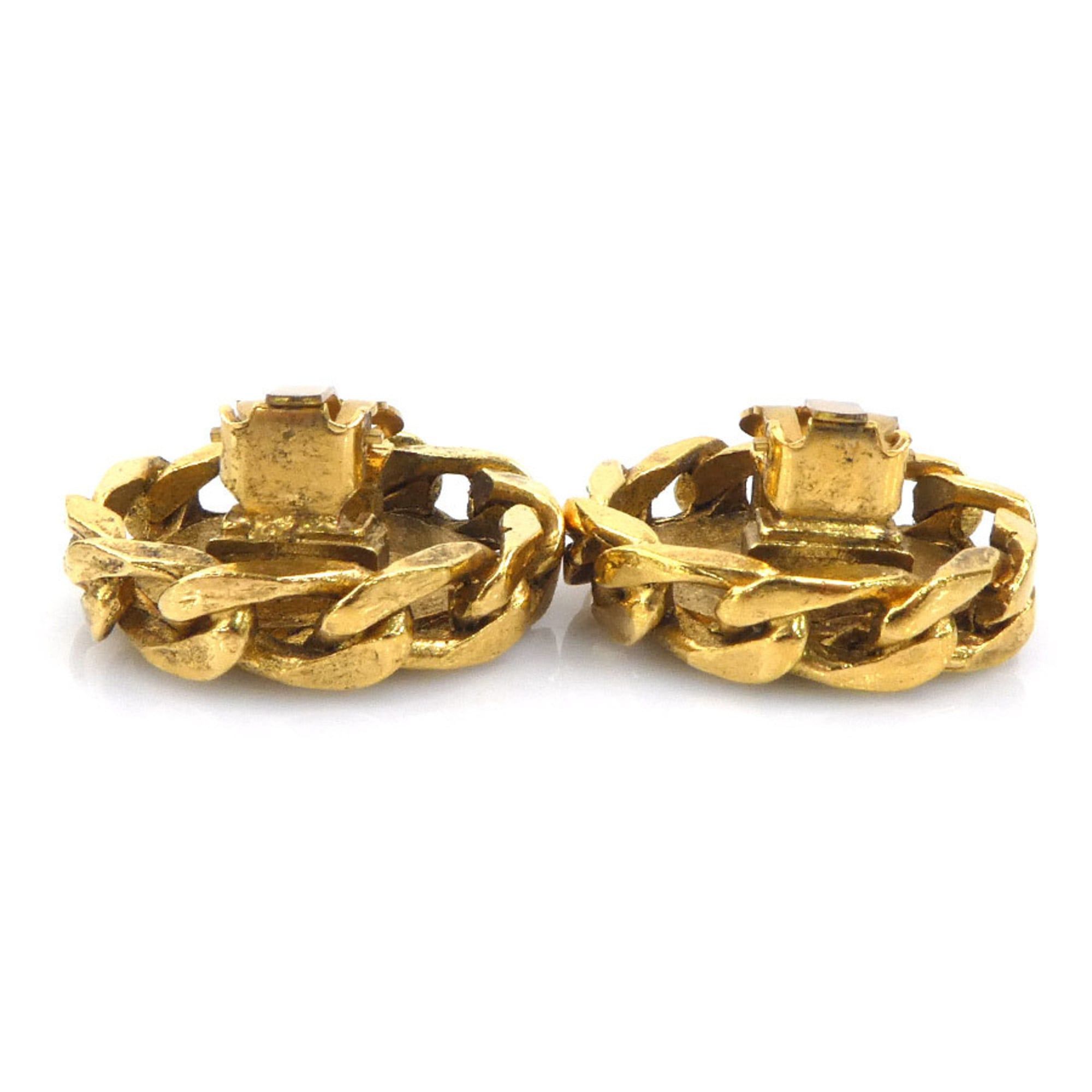 Chanel CHANEL Coco Mark Metal/Rhinestone Earrings, Gold/Silver, Women's, e61489i Size ONE SIZE - 4 Thumbnail