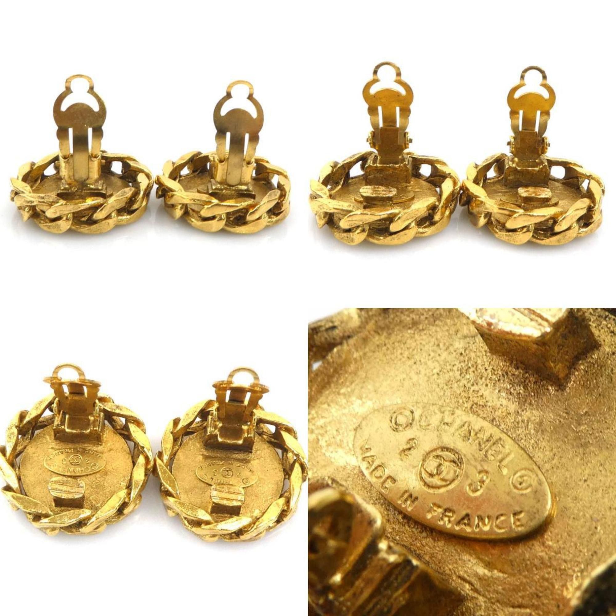 Chanel CHANEL Coco Mark Metal/Rhinestone Earrings, Gold/Silver, Women's, e61489i Size ONE SIZE - 5 Thumbnail