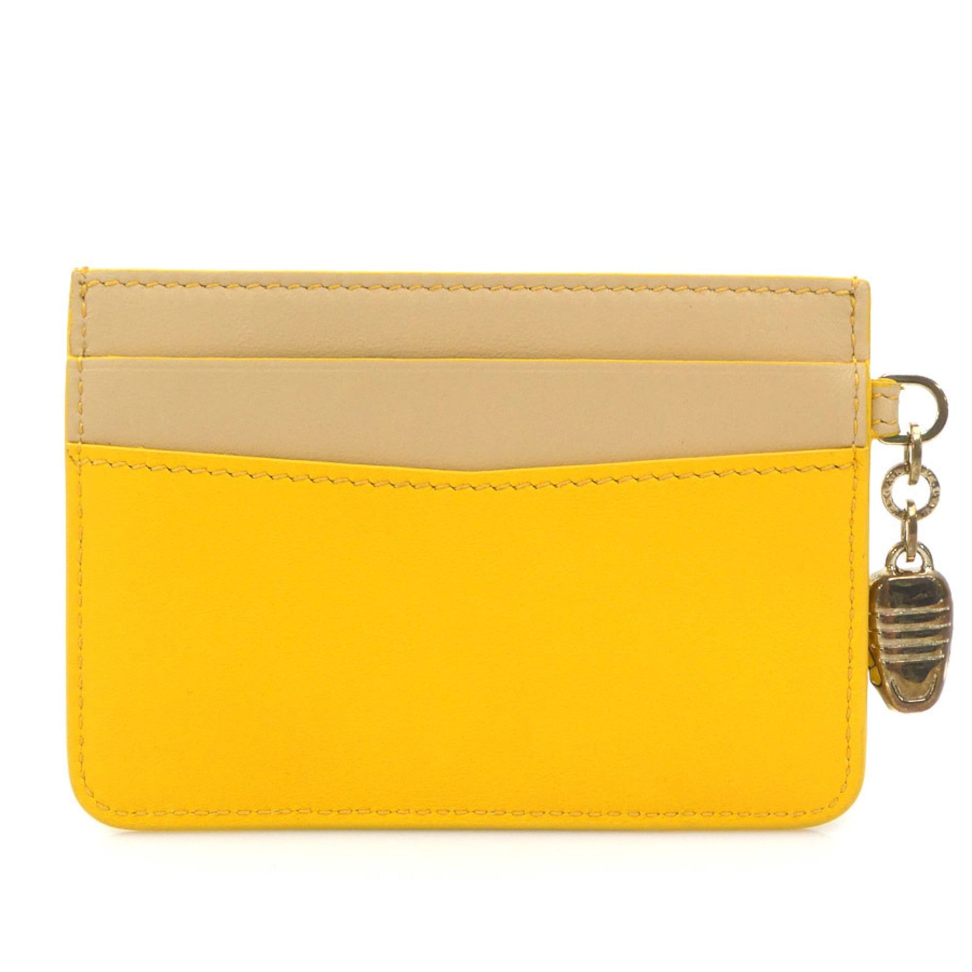 Bvlgari BVLGARI Serpenti Business Card Case in Leather, Yellow/Beige Gold, Women's, e61483j Size ONE SIZE - 2 Thumbnail
