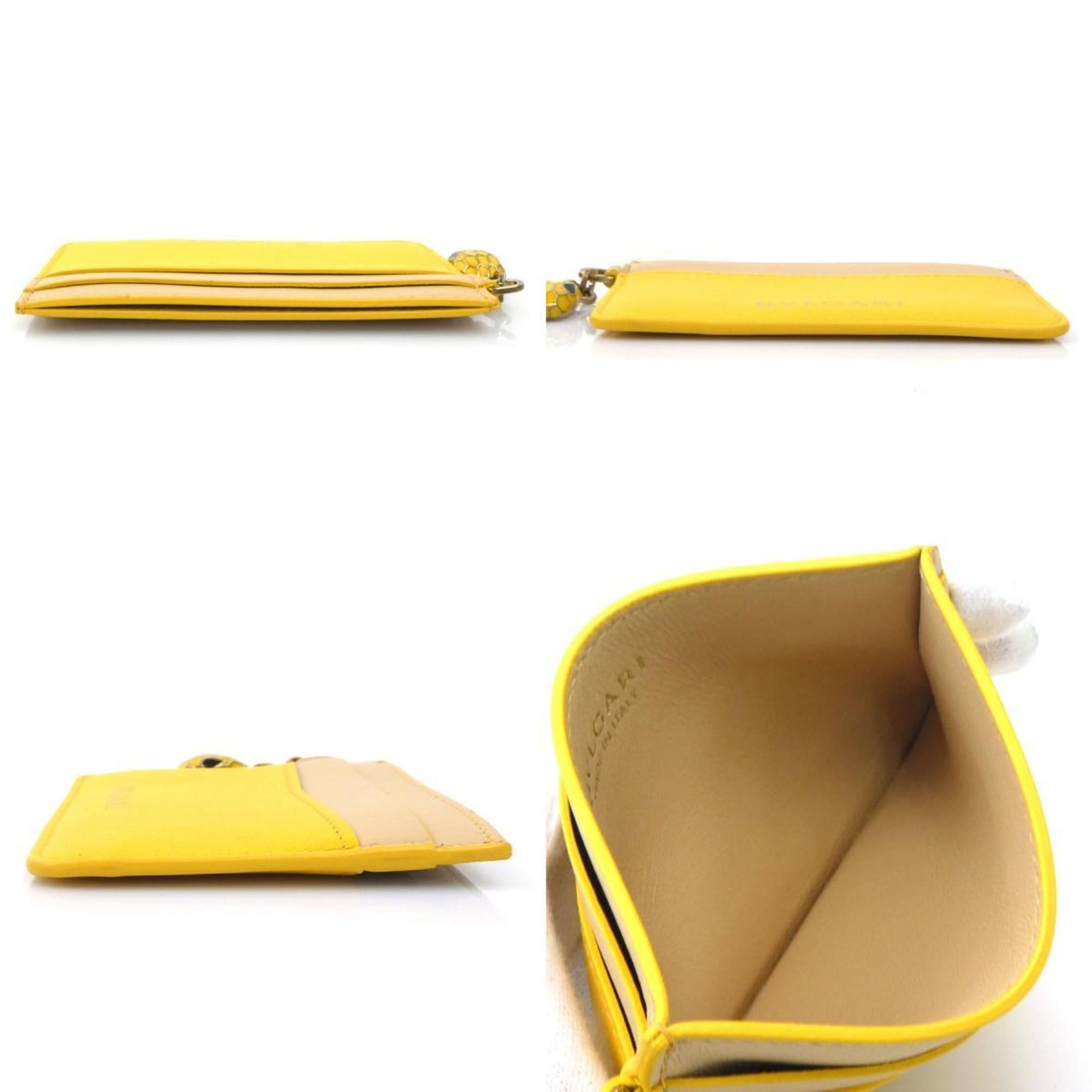 Bvlgari BVLGARI Serpenti Business Card Case in Leather, Yellow/Beige Gold, Women's, e61483j Size ONE SIZE - 3 Thumbnail