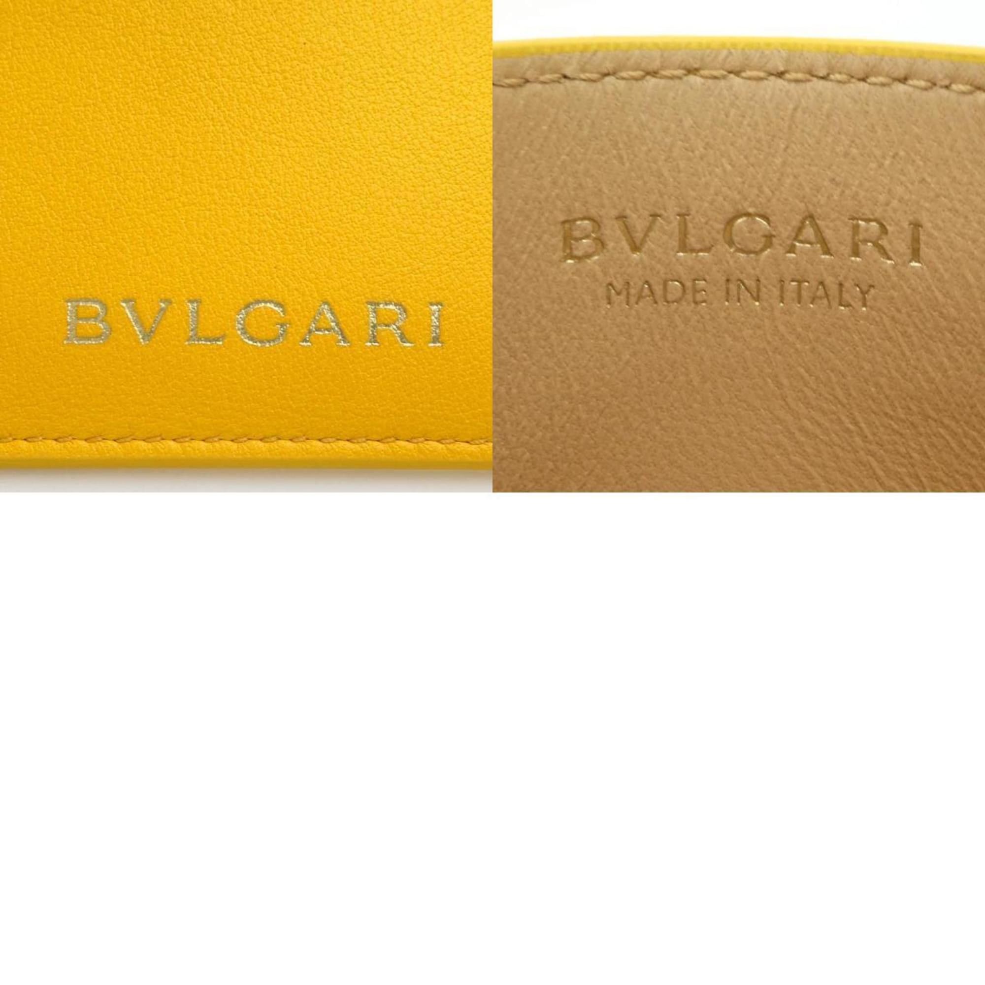 Bvlgari BVLGARI Serpenti Business Card Case in Leather, Yellow/Beige Gold, Women's, e61483j Size ONE SIZE - 5 Thumbnail