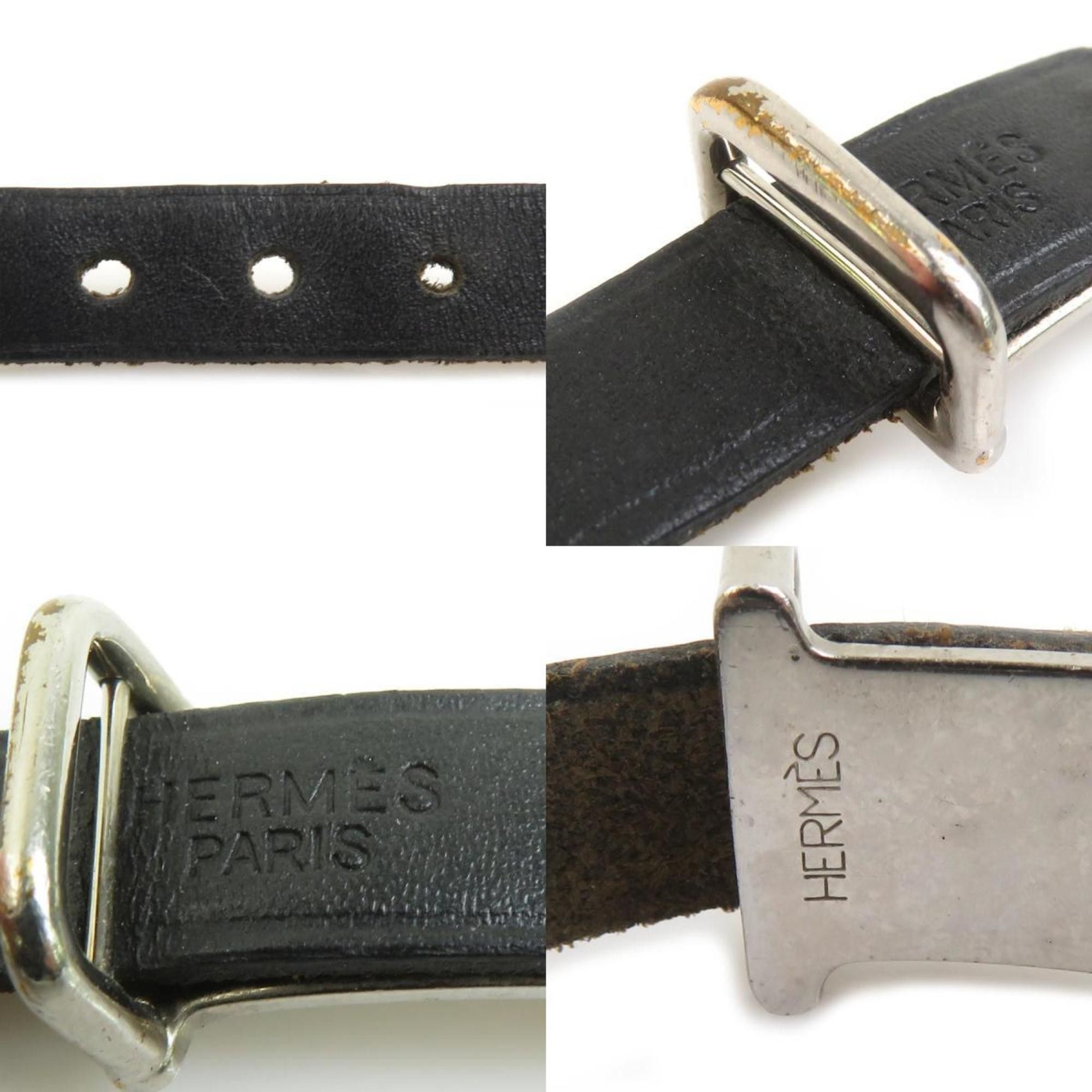 Hermes Hermès HERMES Bracelet Leather/Metal Black/Silver Women's e61497a Size ONE SIZE - 5 Thumbnail