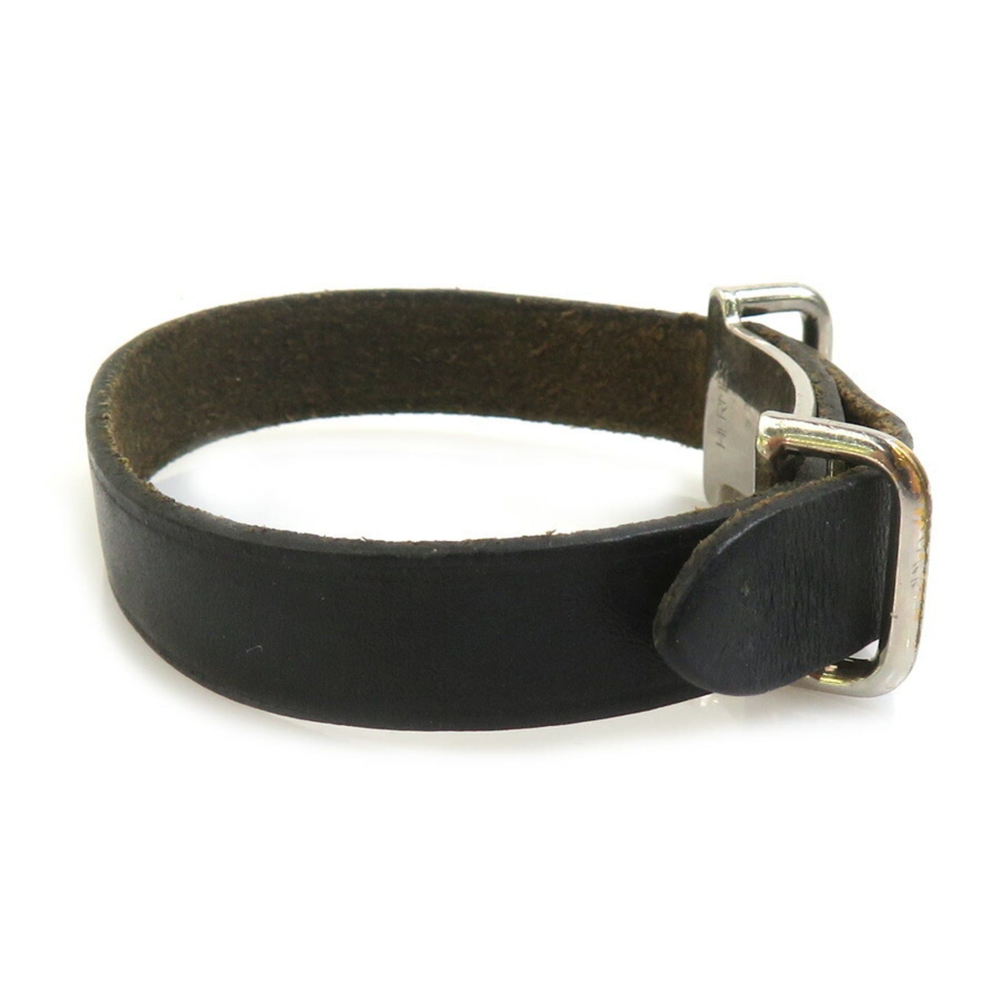 Hermes Hermès HERMES Bracelet Leather/Metal Black/Silver Women's e61497a Size ONE SIZE - 4 Thumbnail