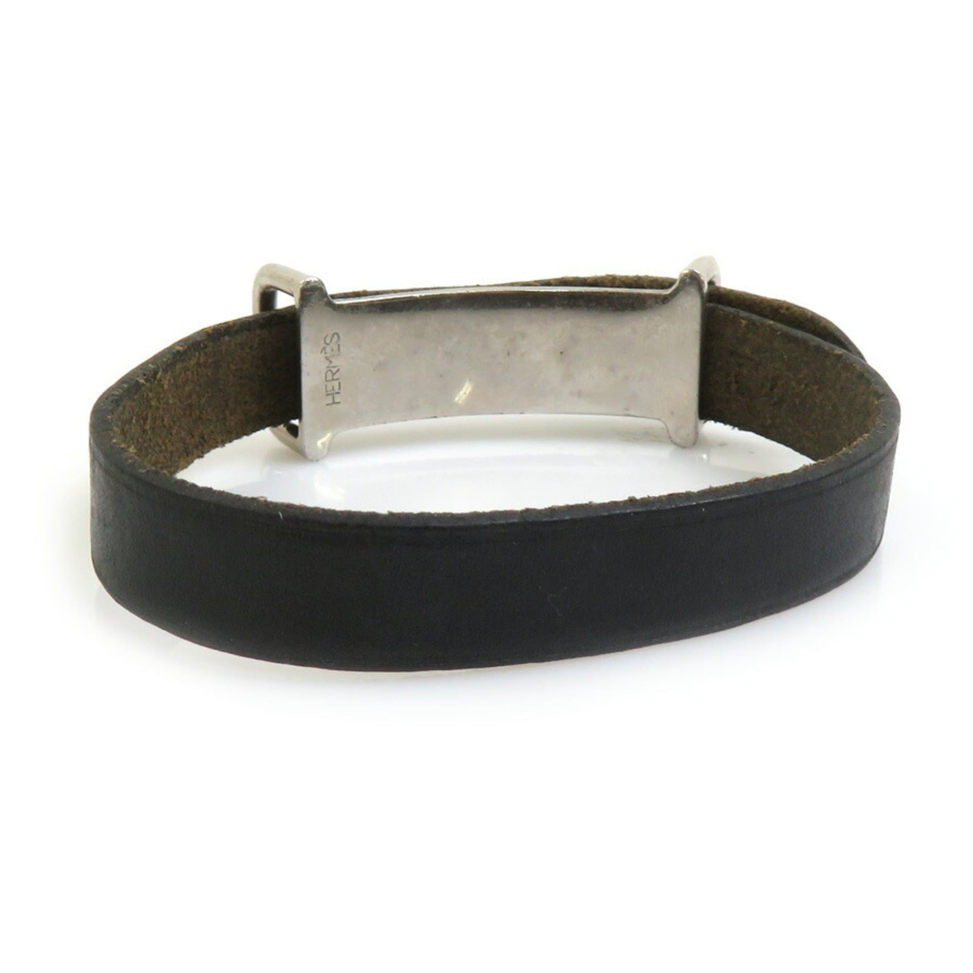 Hermes Hermès HERMES Bracelet Leather/Metal Black/Silver Women's e61497a Size ONE SIZE - 3 Thumbnail