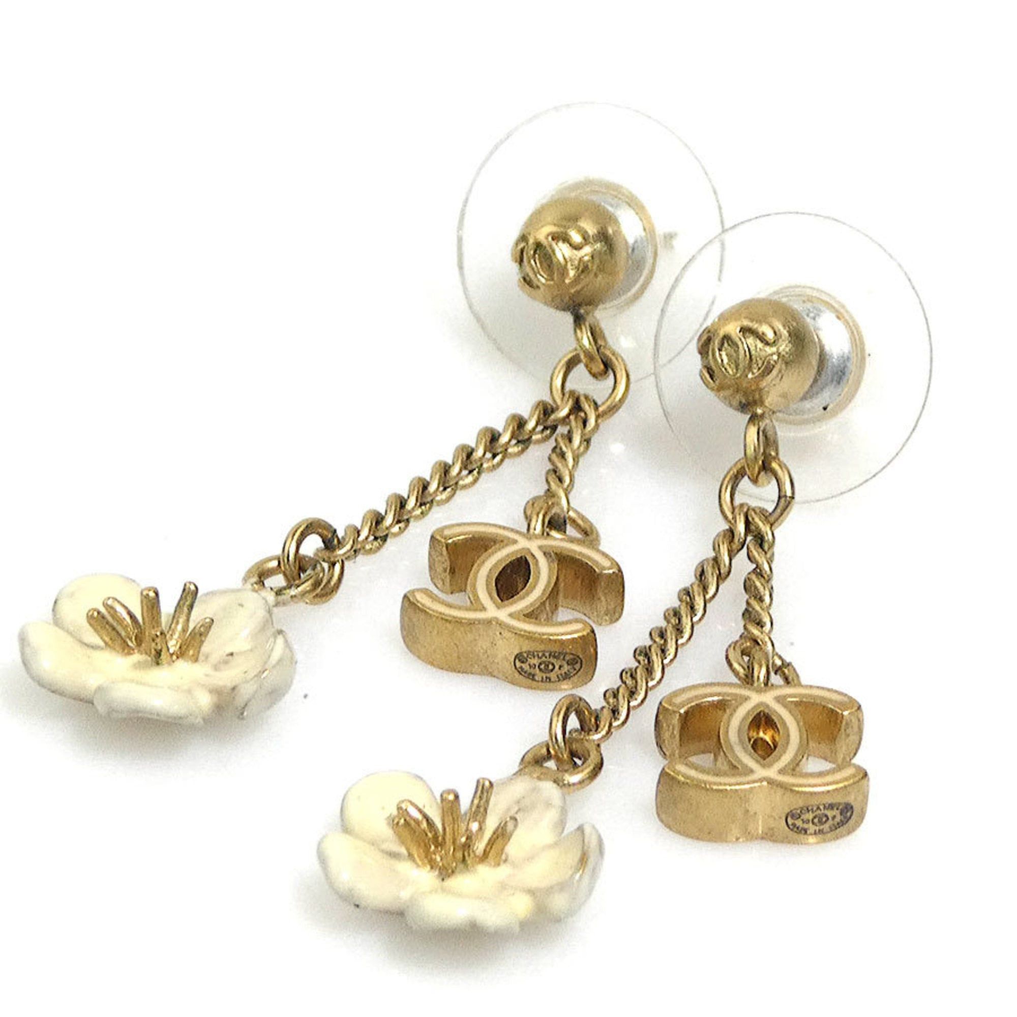 Chanel CHANEL Women's Gold and White Metal Earrings h31929a Size ONE SIZE - 3 Thumbnail
