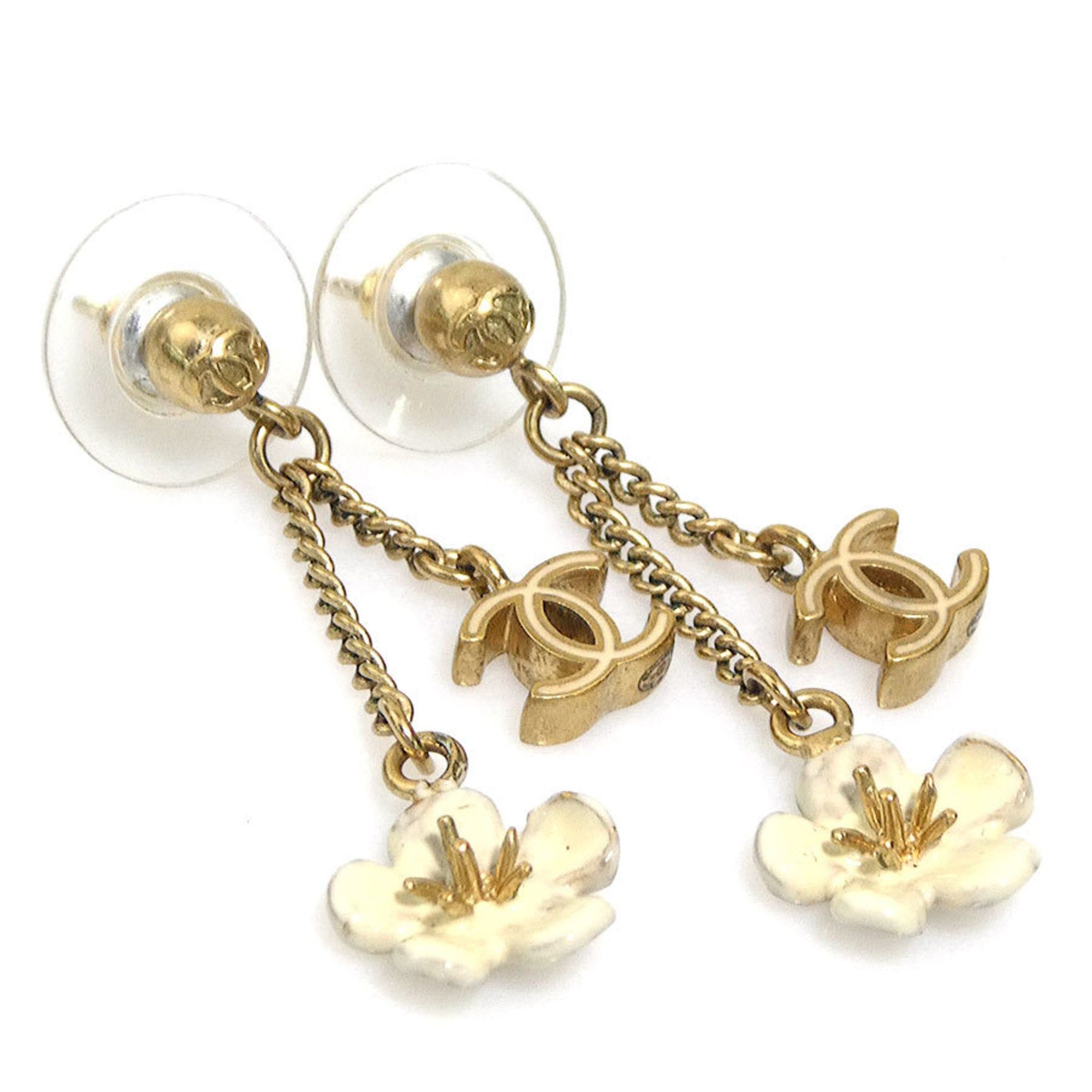 Chanel CHANEL Women's Gold and White Metal Earrings h31929a Size ONE SIZE - 2 Thumbnail