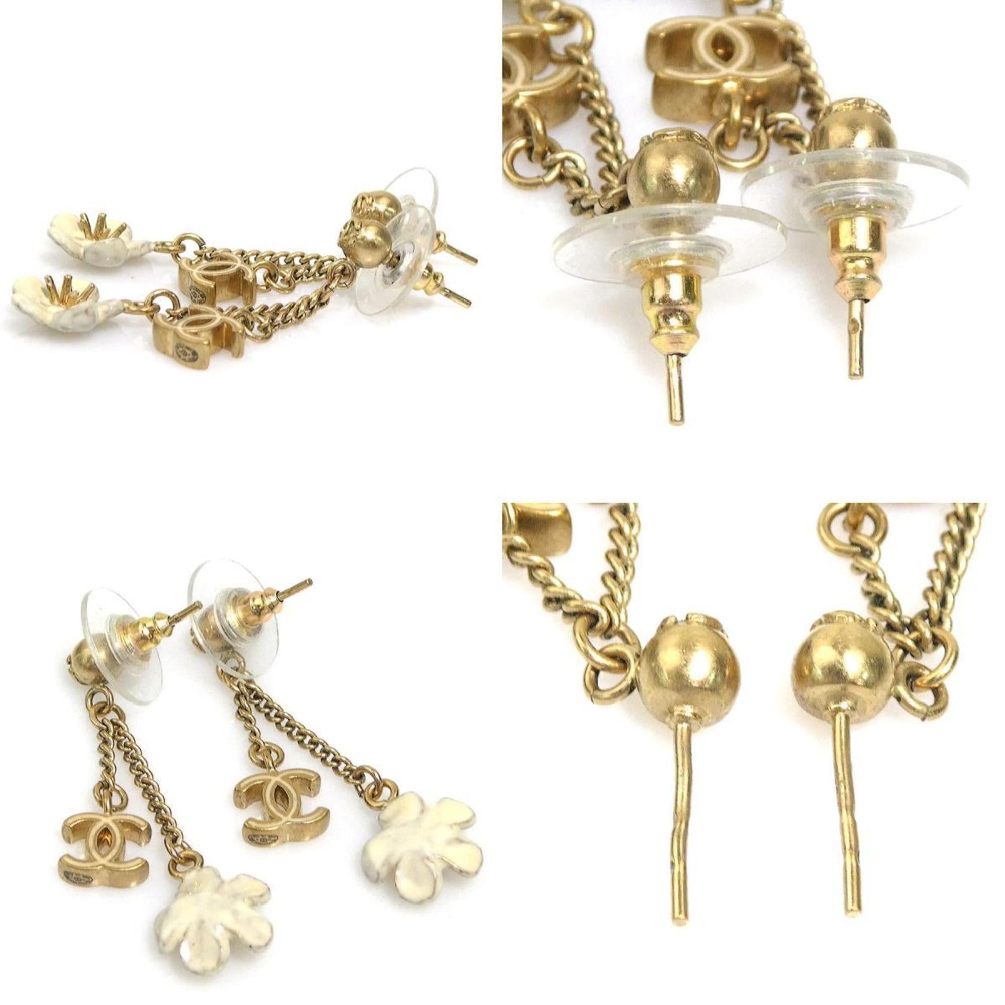 Chanel CHANEL Women's Gold and White Metal Earrings h31929a Size ONE SIZE - 4 Thumbnail