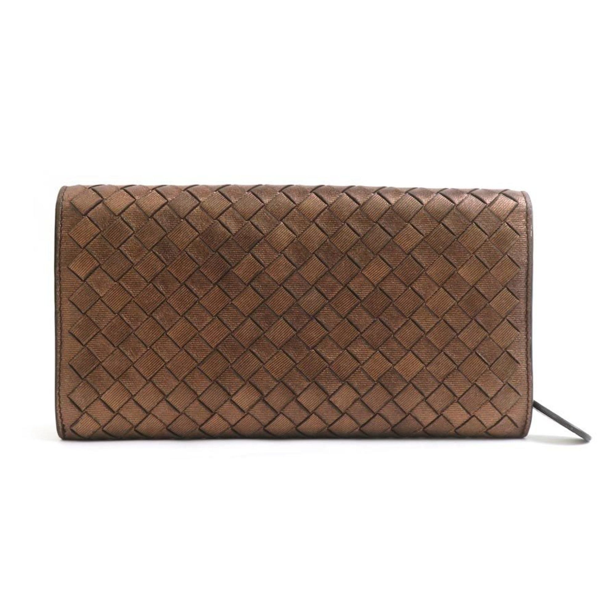 Bottega Veneta Bottega Veneta Long Wallet in Intrecciato Leather, Metallic Brown, Unisex, r10985 Size ONE SIZE - 2 Thumbnail