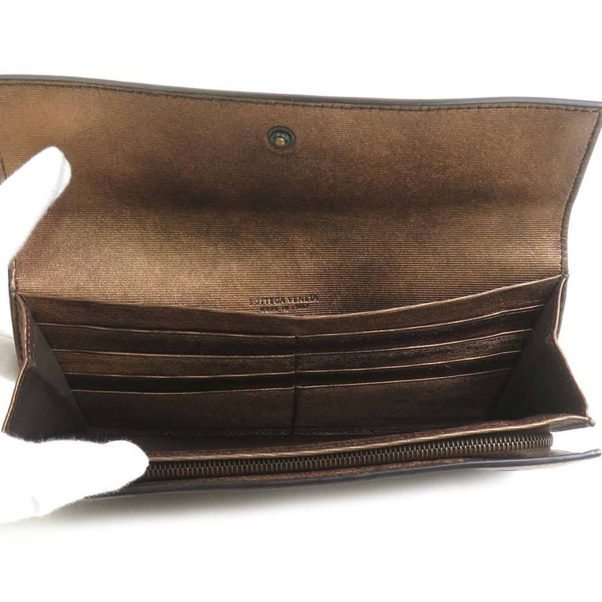 Bottega Veneta Bottega Veneta Long Wallet in Intrecciato Leather, Metallic Brown, Unisex, r10985 Size ONE SIZE - 3 Thumbnail