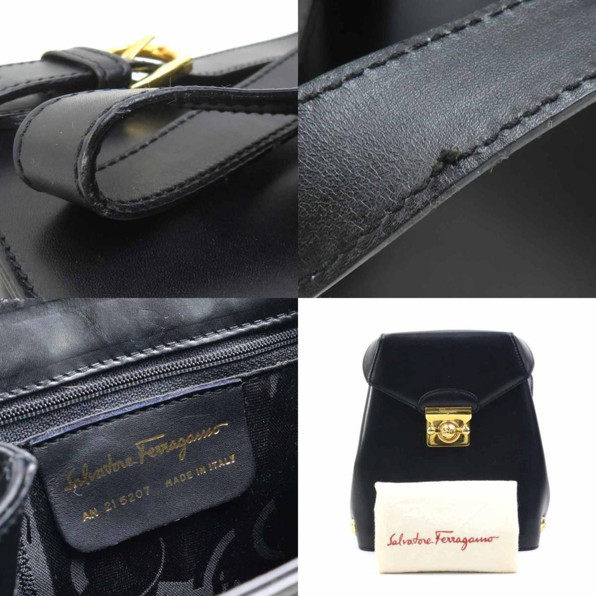 Salvatore Ferragamo Salvatore Ferragamo Backpack in Black and Gold Leather for Women (e61441k) Size ONE SIZE - 5 Thumbnail