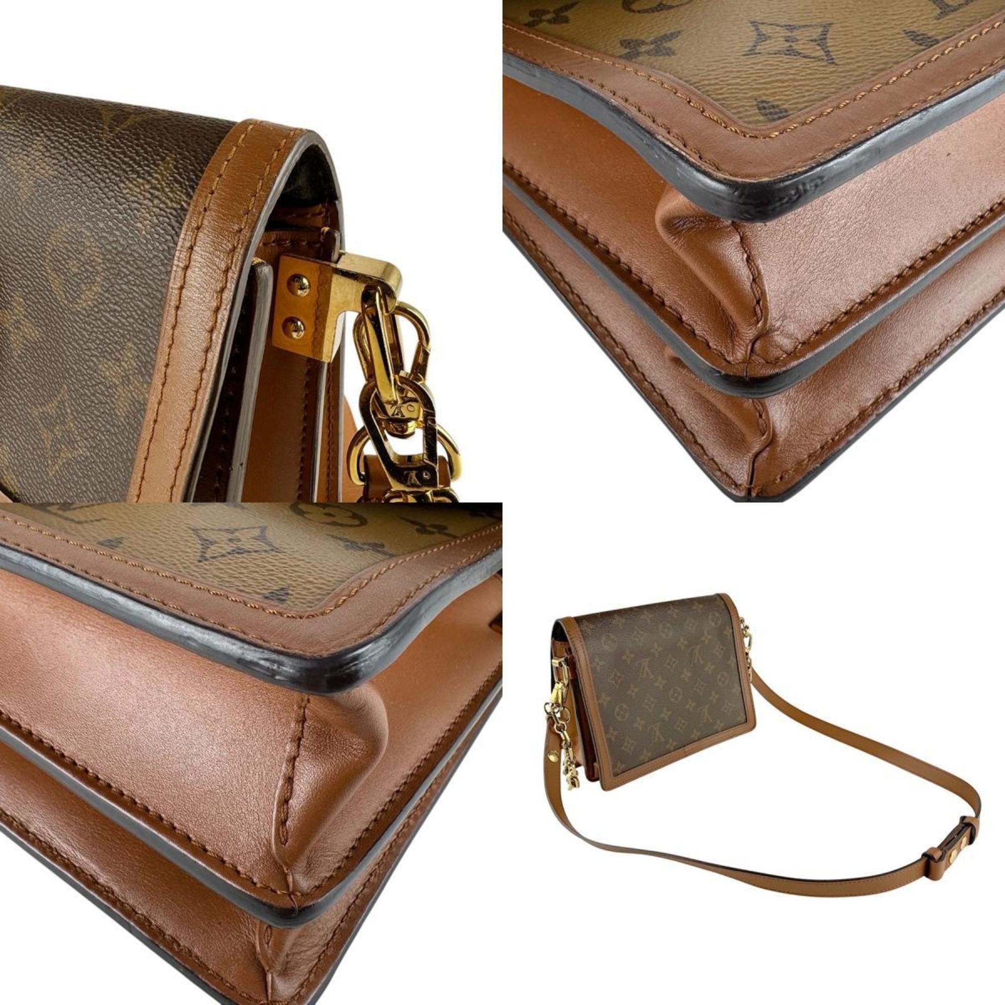 Louis Vuitton Louis Vuitton Monogram Reverse Dauphine MM Shoulder Bag, 2-Way Canvas, Brown and Gold, Women's, M45958 z8655 Size ONE SIZE - 4 Thumbnail