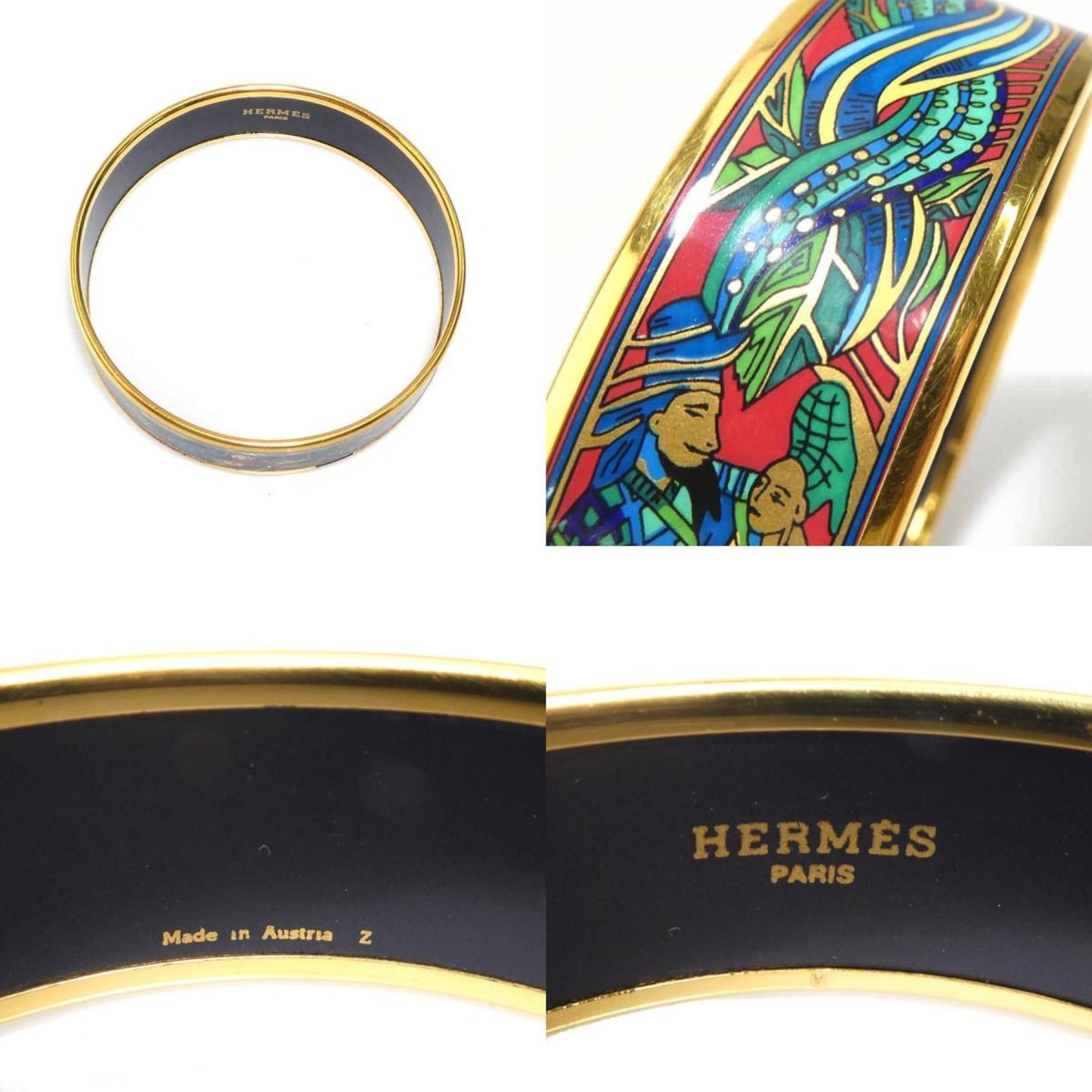 Hermes Hermès HERMES Bangle Bracelet in Metal/Enamel, Gold/Multicolor, Women's, e61437 Size ONE SIZE - 5 Thumbnail