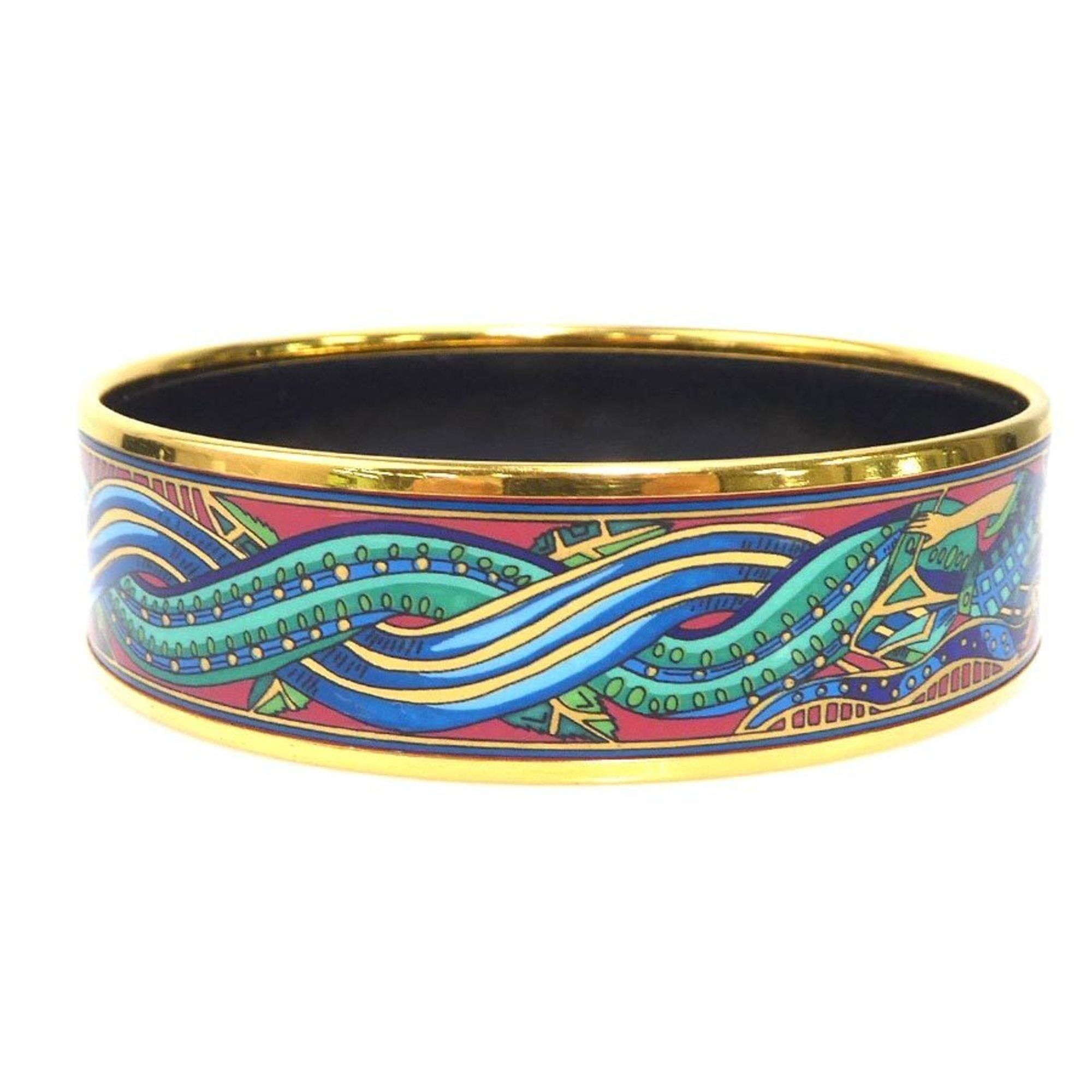 Hermes Hermès HERMES Bangle Bracelet in Metal/Enamel, Gold/Multicolor, Women's, e61437 Size ONE SIZE - 2 Thumbnail