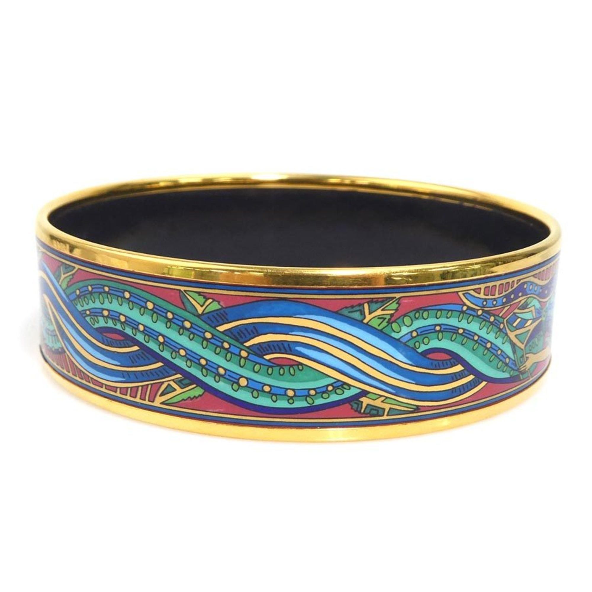 Hermes Hermès HERMES Bangle Bracelet in Metal/Enamel, Gold/Multicolor, Women's, e61437 Size ONE SIZE - 4 Thumbnail