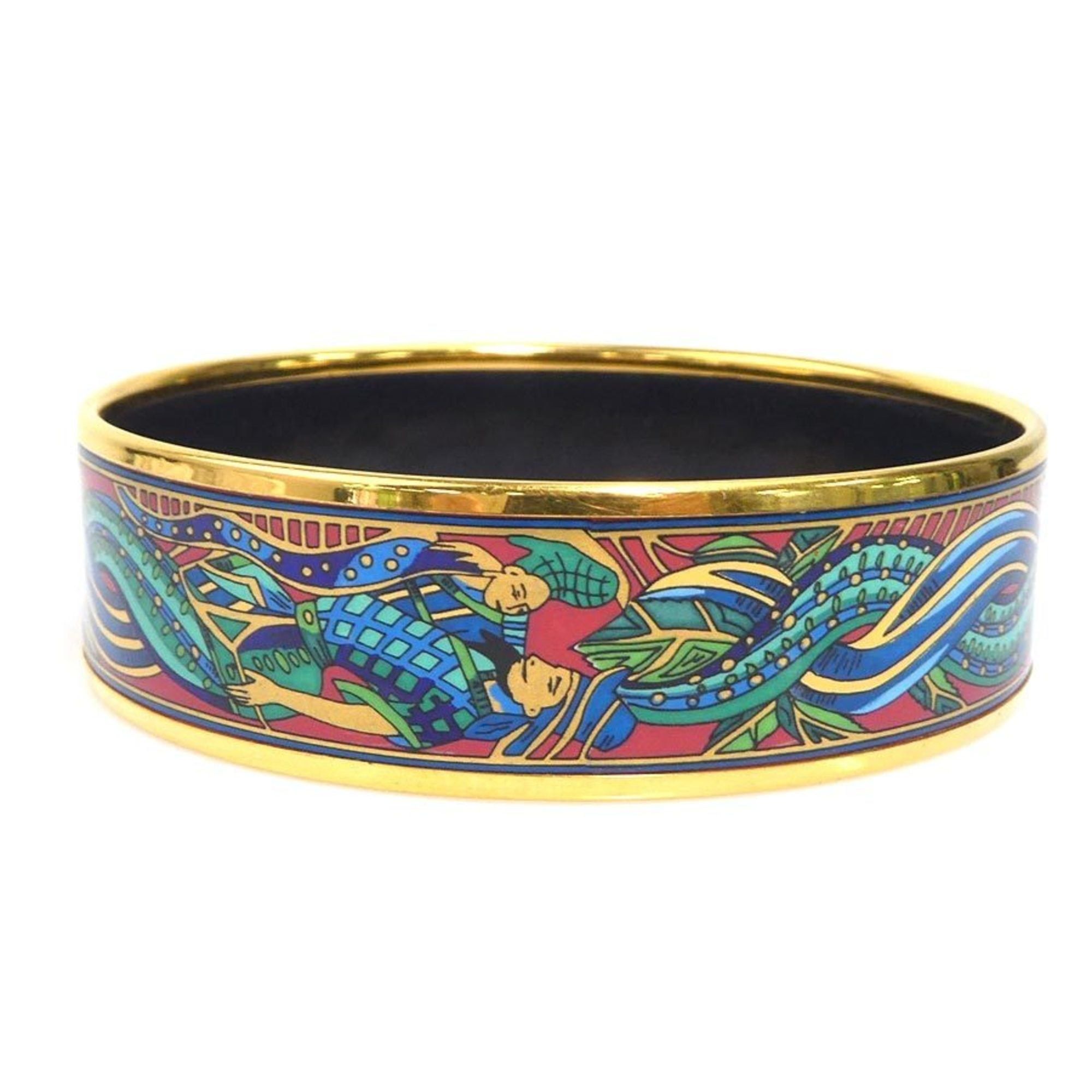 Hermes Hermès HERMES Bangle Bracelet in Metal/Enamel, Gold/Multicolor, Women's, e61437 Size ONE SIZE - 3 Thumbnail