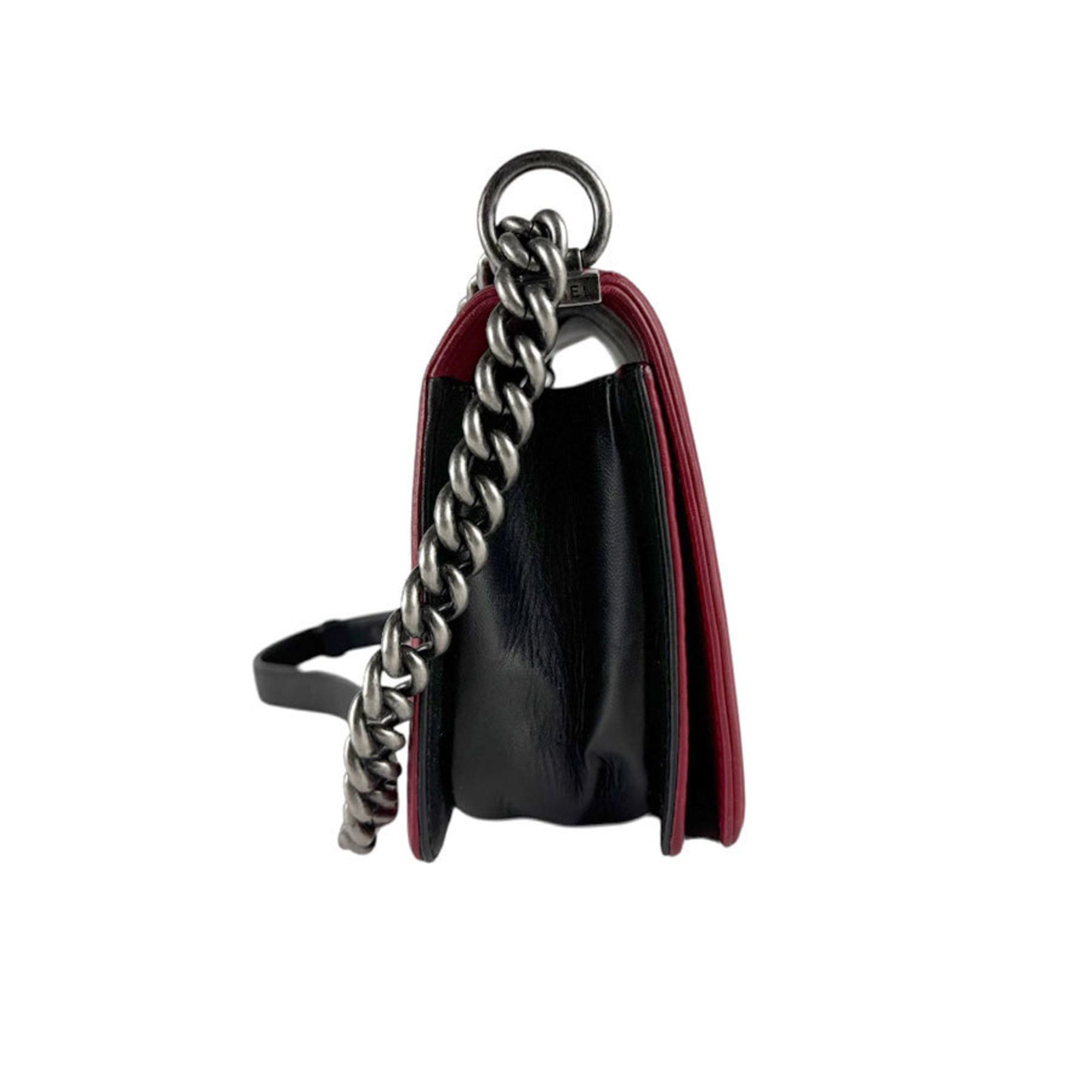 Chanel CHANEL Boy Chanel Shoulder Bag, Leather, Red and Black, Women's, z8671 Size ONE SIZE - 2 Thumbnail