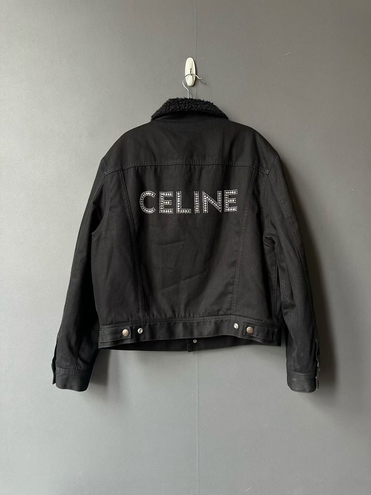 Celine Celine Lamb Wool Rhinestone Denim Jacket Size M / US 6-8 / IT 42-44 - 2 Thumbnail