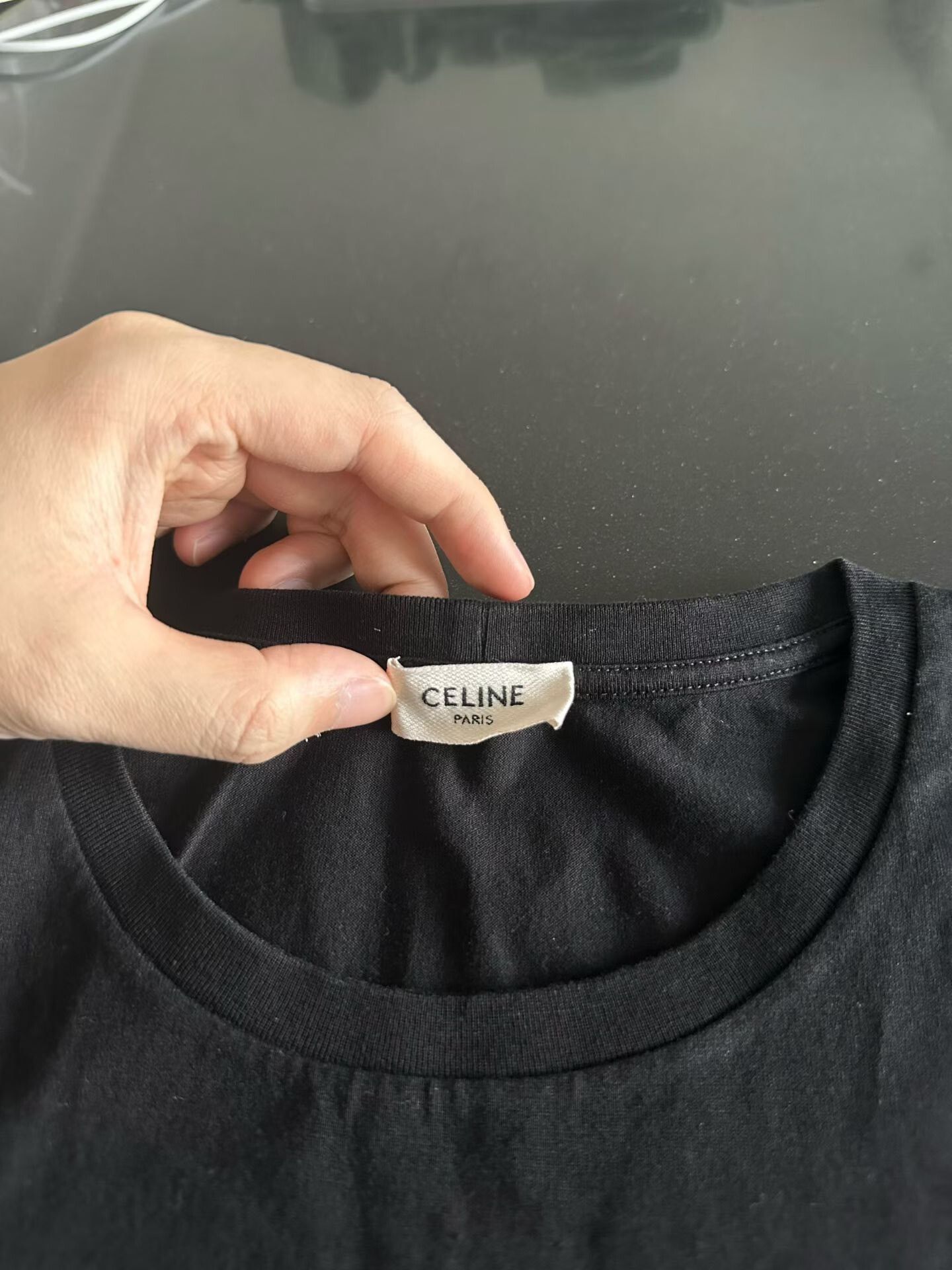 Celine Celine Black Logo Short-Sleeve Top Size XS / US 0-2 / IT 36-38 - 3 Thumbnail
