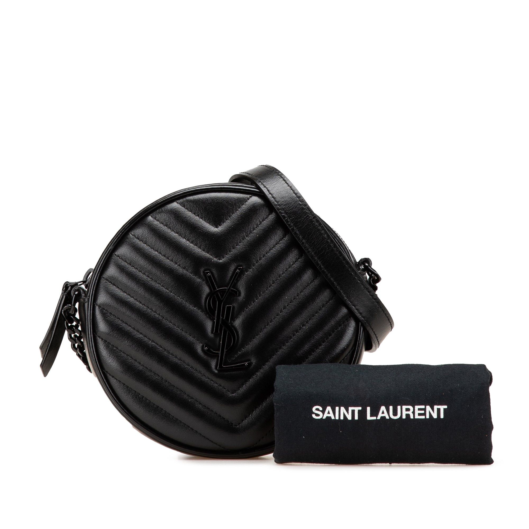 Saint Laurent Paris Chevron Calfskin Round Vinyle Camera Bag Size ONE SIZE - 13 Thumbnail