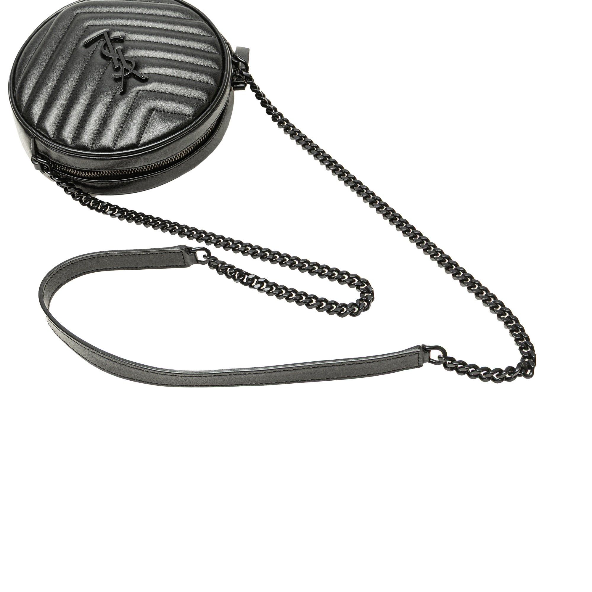 Saint Laurent Paris Chevron Calfskin Round Vinyle Camera Bag Size ONE SIZE - 11 Thumbnail