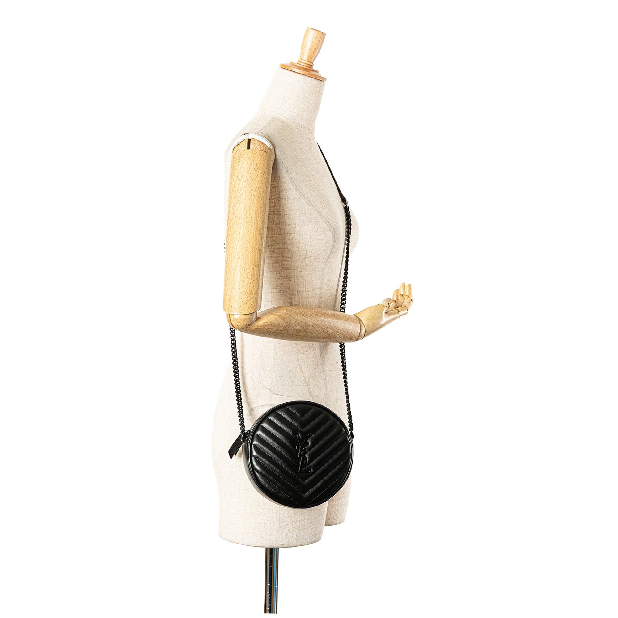 Saint Laurent Paris Chevron Calfskin Round Vinyle Camera Bag Size ONE SIZE - 12 Thumbnail