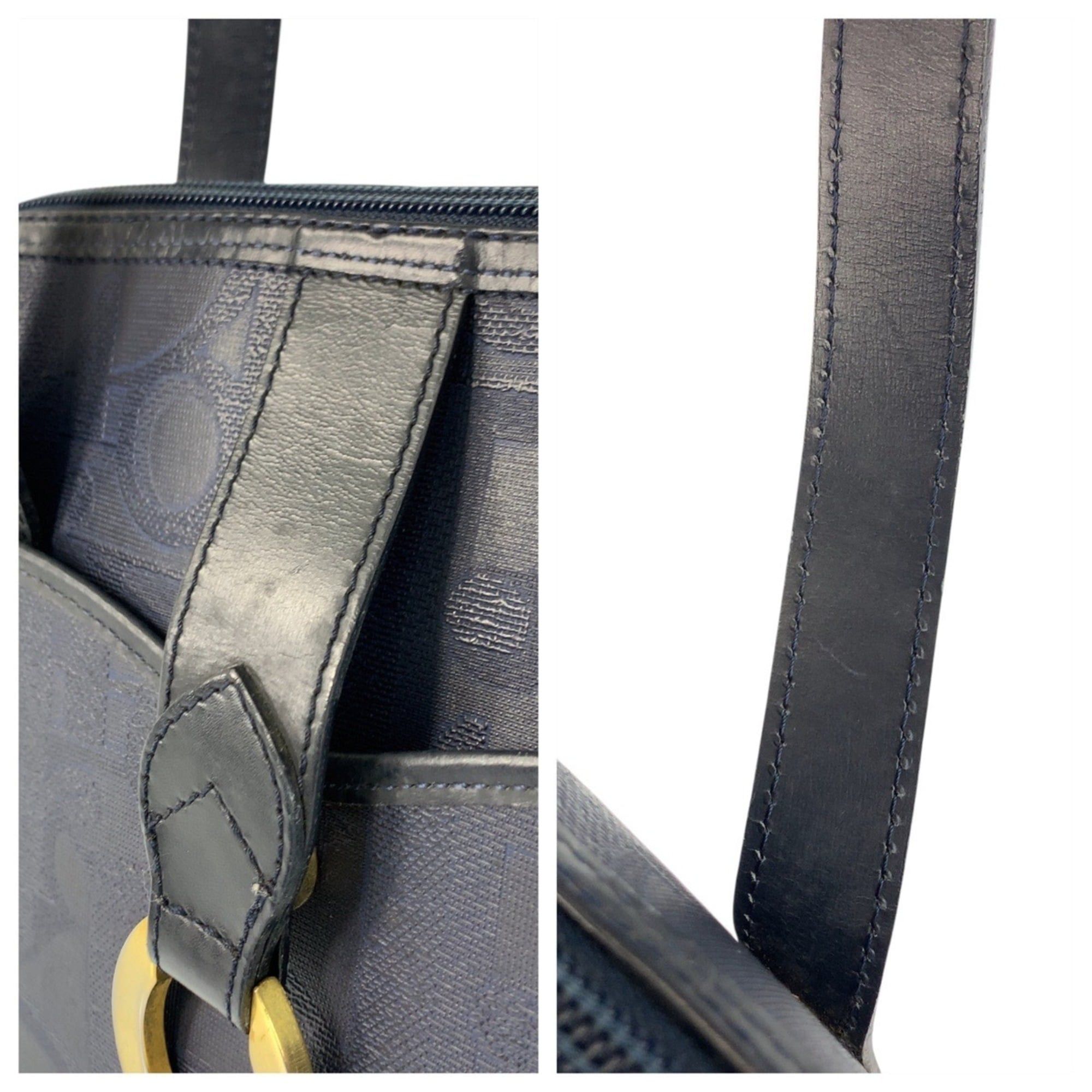 Dior Christian Dior Vintage Trotter Navy Leather Handbag/Shoulder Bag with Gold Hardware for Women Size ONE SIZE - 5 Thumbnail