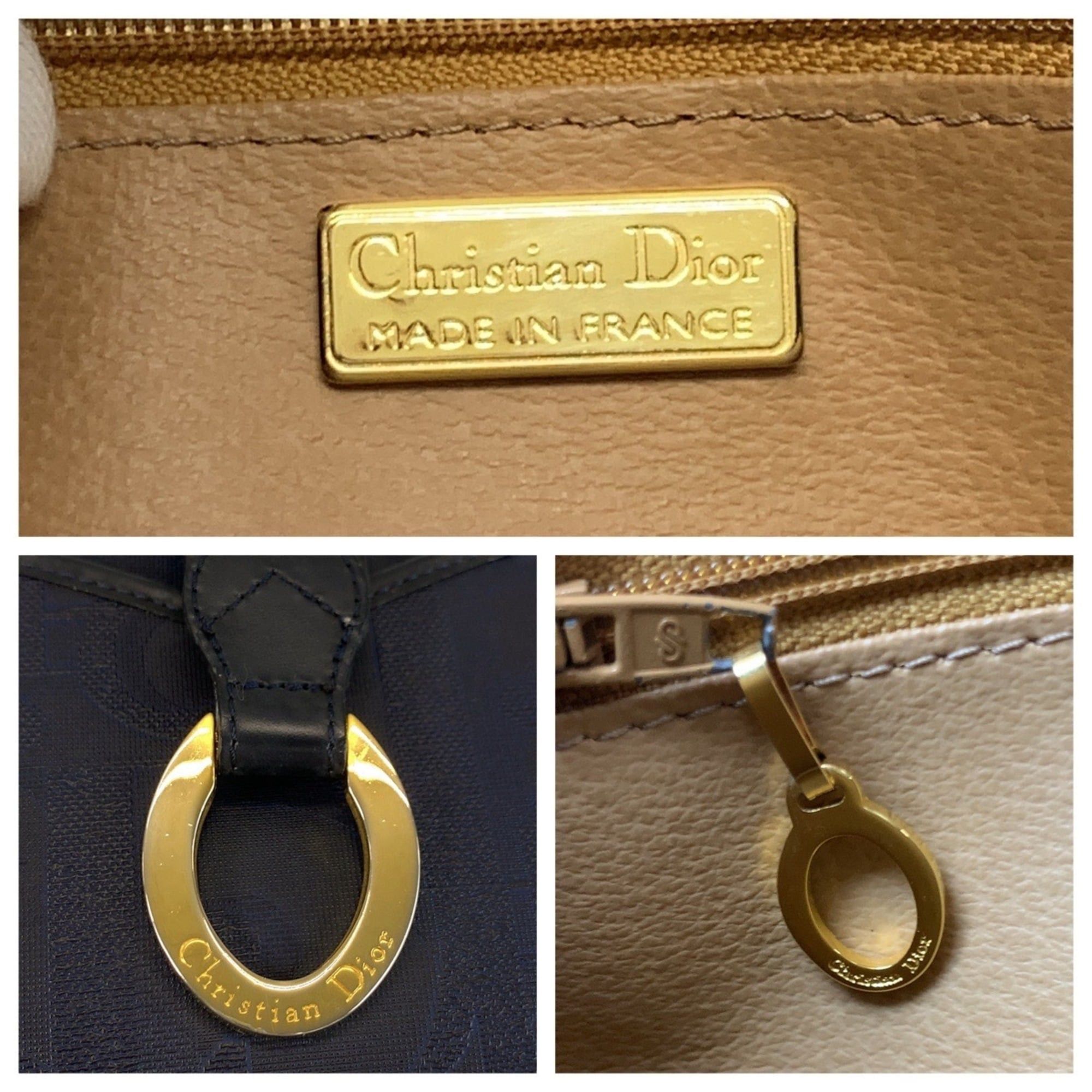 Dior Christian Dior Vintage Trotter Navy Leather Handbag/Shoulder Bag with Gold Hardware for Women Size ONE SIZE - 3 Thumbnail