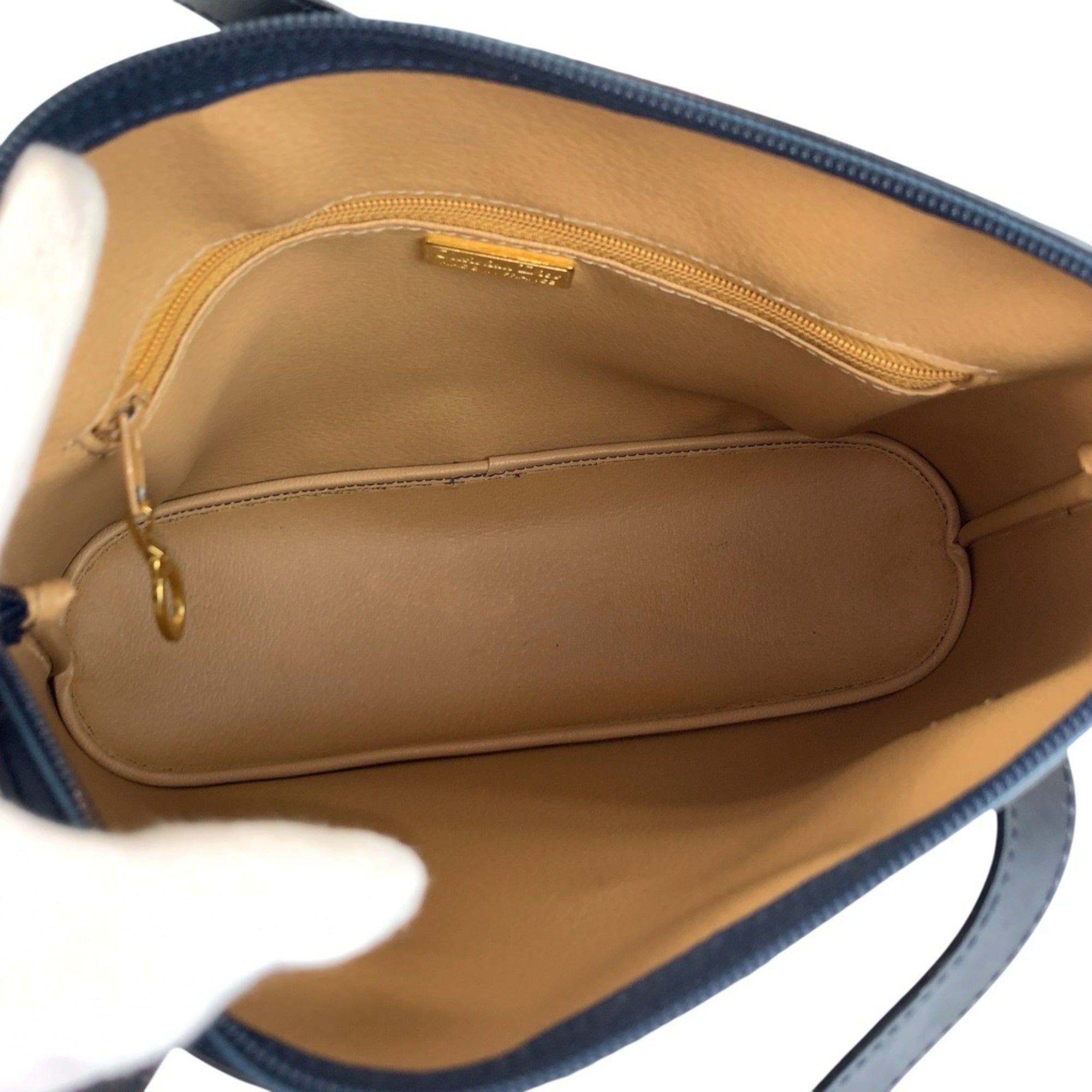 Dior Christian Dior Vintage Trotter Navy Leather Handbag/Shoulder Bag with Gold Hardware for Women Size ONE SIZE - 9 Thumbnail