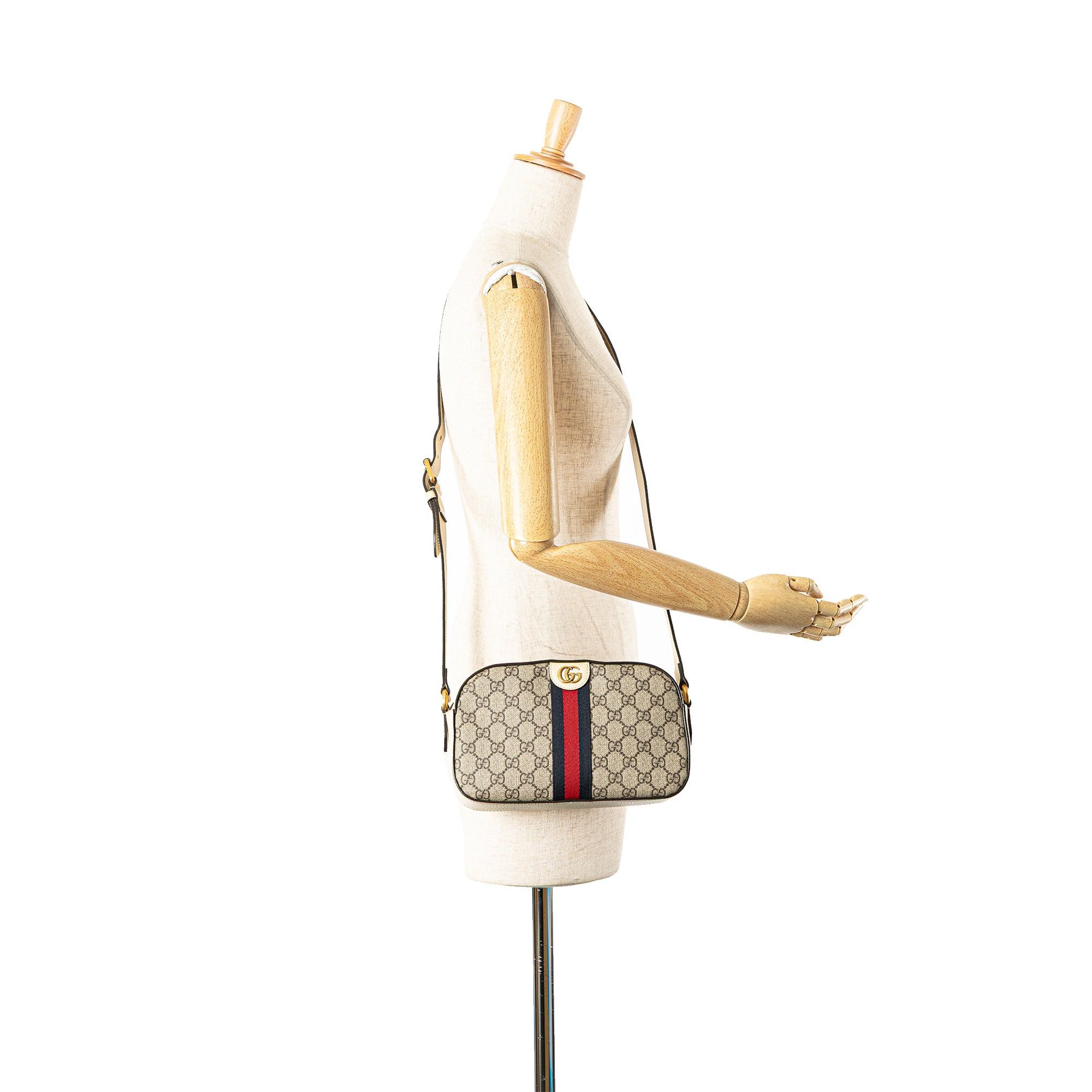 Gucci Small GG Supreme Textured Calfskin Web Ophidia Camera Bag Size ONE SIZE - 14 Thumbnail
