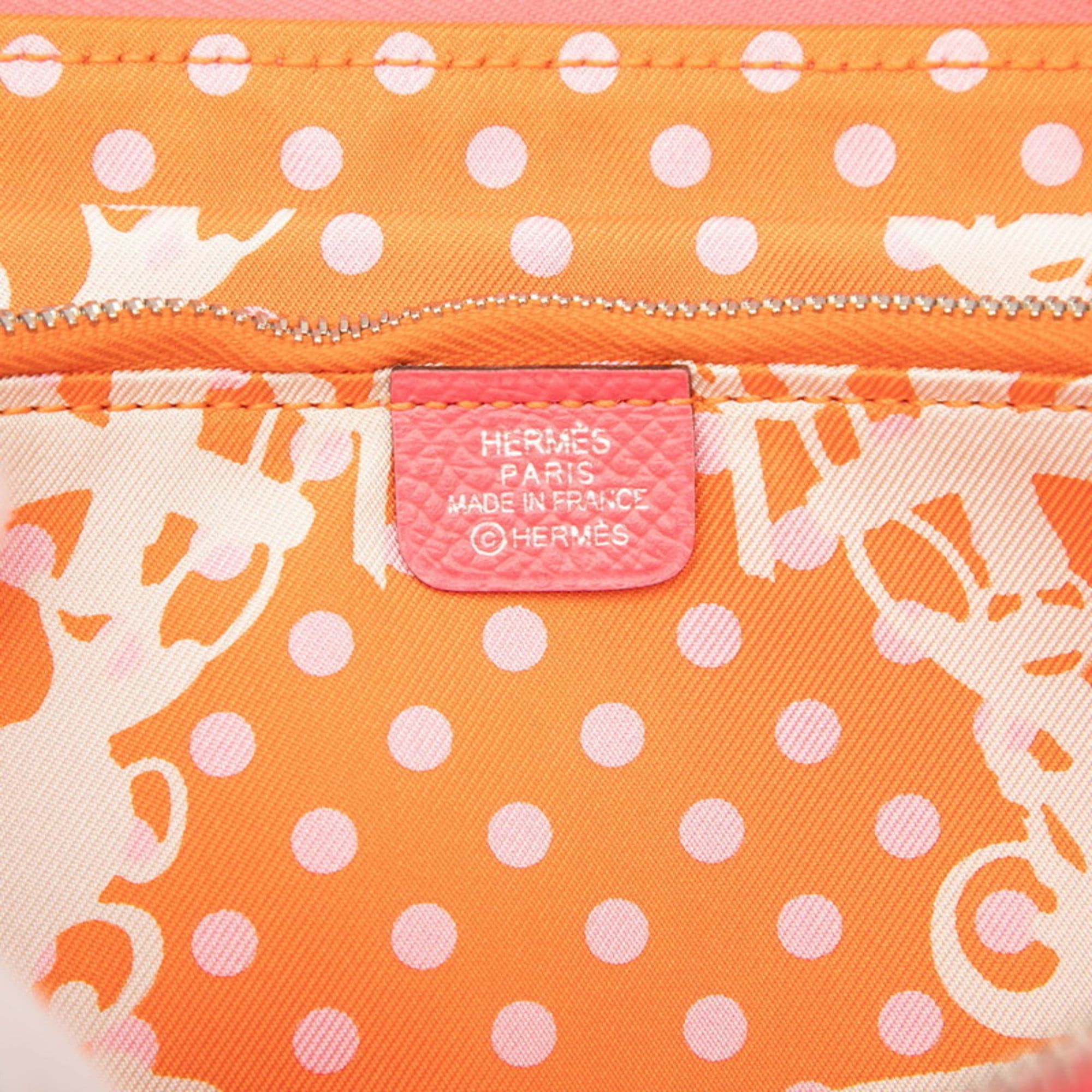 Hermes Hermès Azap Long Silk-in Round Zipper Wallet in Rose Azalee, Pink and Orange, Epsom Leather, Women's, HERMES Size ONE SIZE - 5 Thumbnail