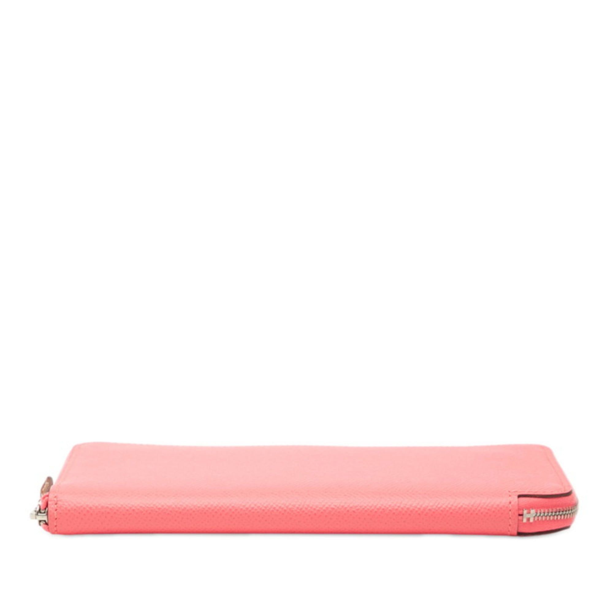 Hermes Hermès Azap Long Silk-in Round Zipper Wallet in Rose Azalee, Pink and Orange, Epsom Leather, Women's, HERMES Size ONE SIZE - 3 Thumbnail
