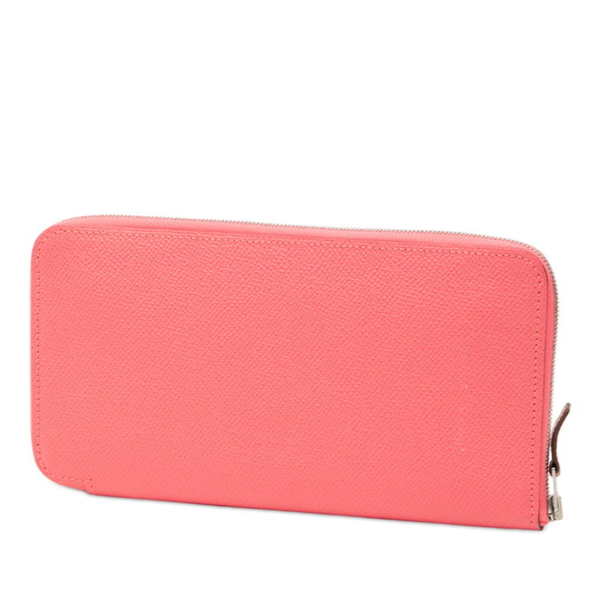 Hermes Hermès Azap Long Silk-in Round Zipper Wallet in Rose Azalee, Pink and Orange, Epsom Leather, Women's, HERMES Size ONE SIZE - 2 Thumbnail