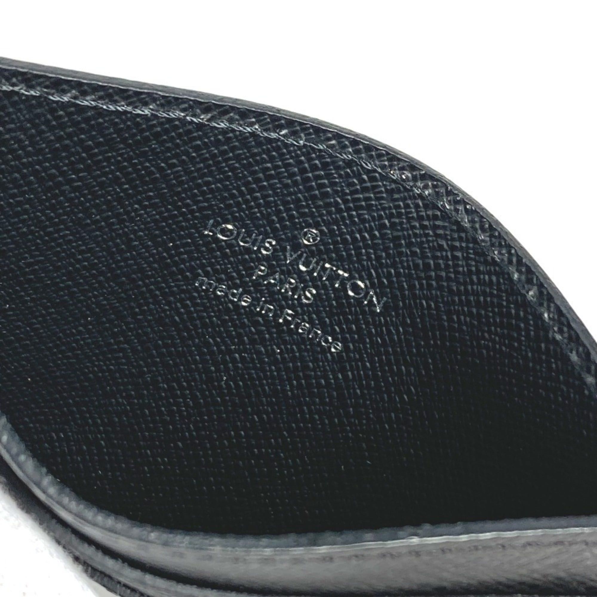Louis Vuitton LOUIS VUITTON M32730 Taiga Porte Carte Double Business Card Case/Pass Case in Leather, Black, for Men and Women Size ONE SIZE - 4 Thumbnail