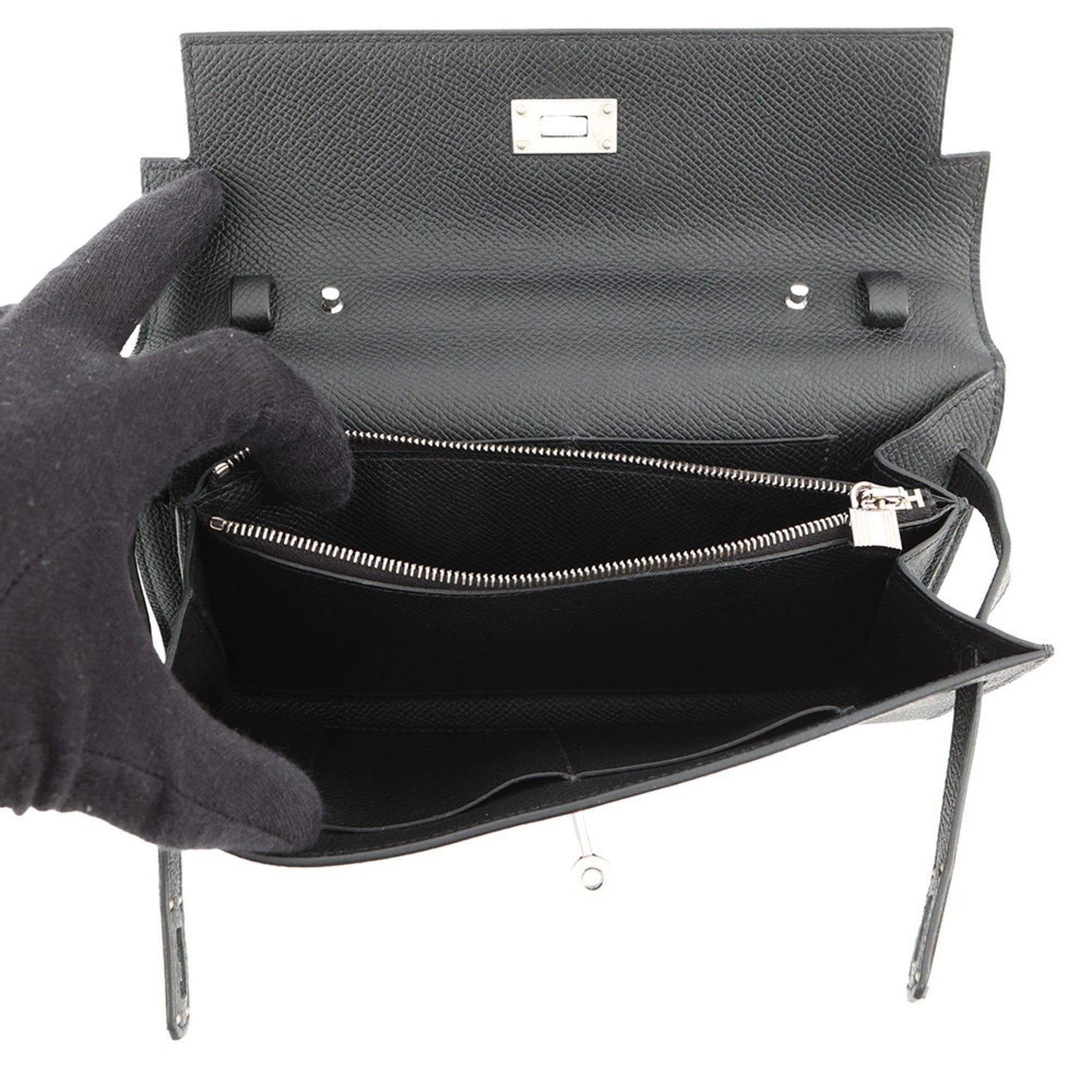Hermès Kelly Wallet Long To-Go Black Epson K Stamp HERMES Shoulder WALLET