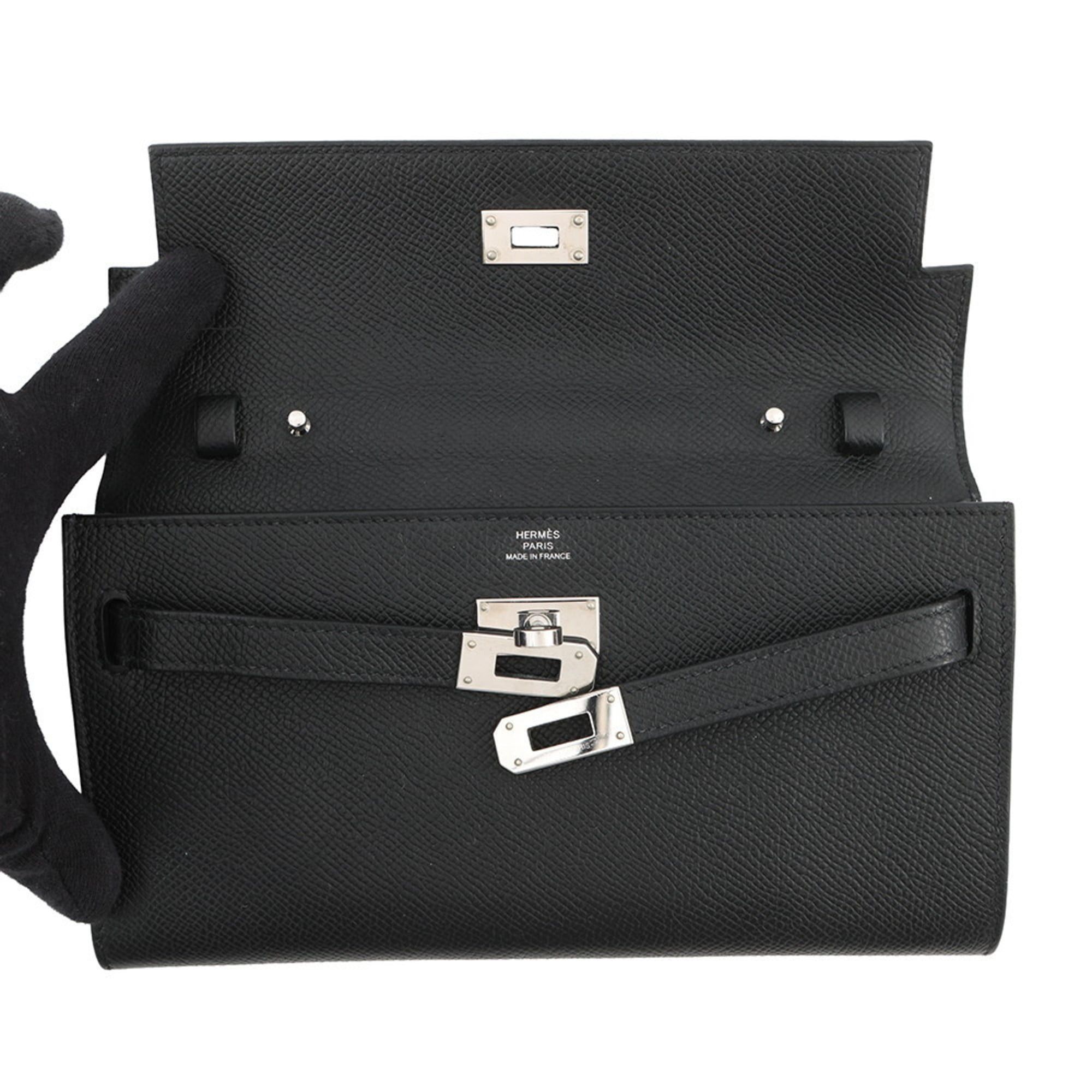 Hermès Kelly Wallet Long To-Go Black Epson K Stamp HERMES Shoulder WALLET