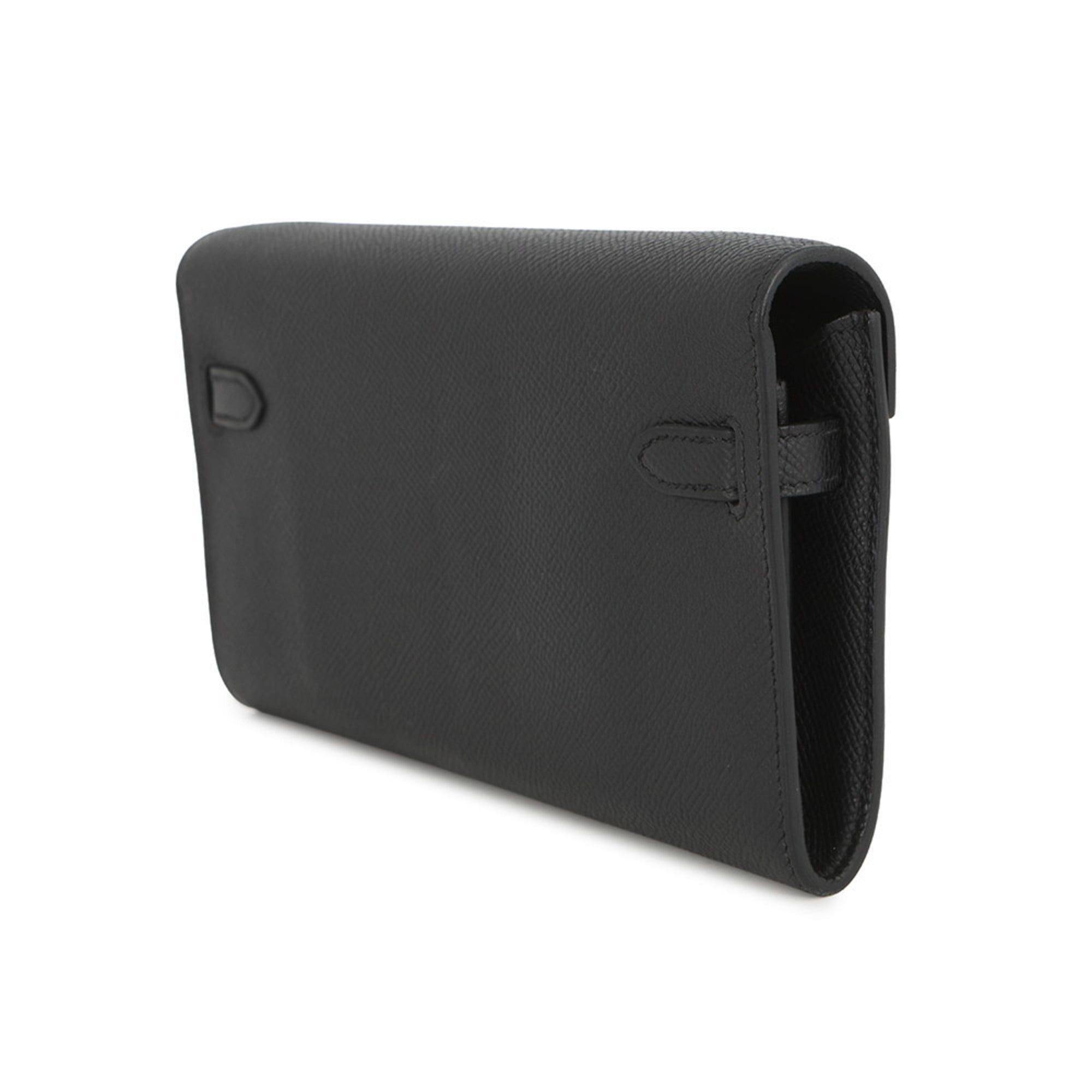 Hermès Kelly Wallet Long To-Go Black Epson K Stamp HERMES Shoulder WALLET