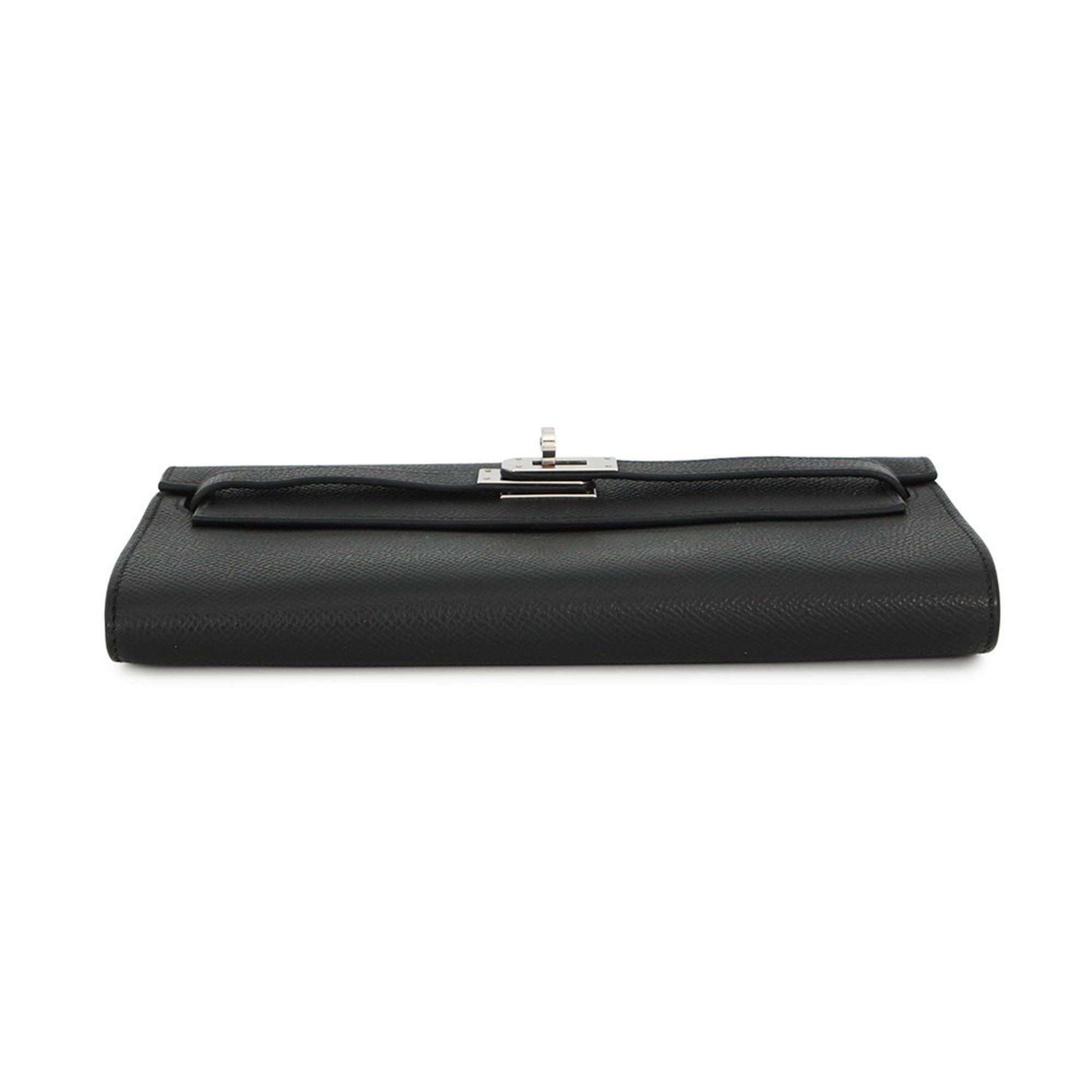 Hermès Kelly Wallet Long To-Go Black Epson K Stamp HERMES Shoulder WALLET