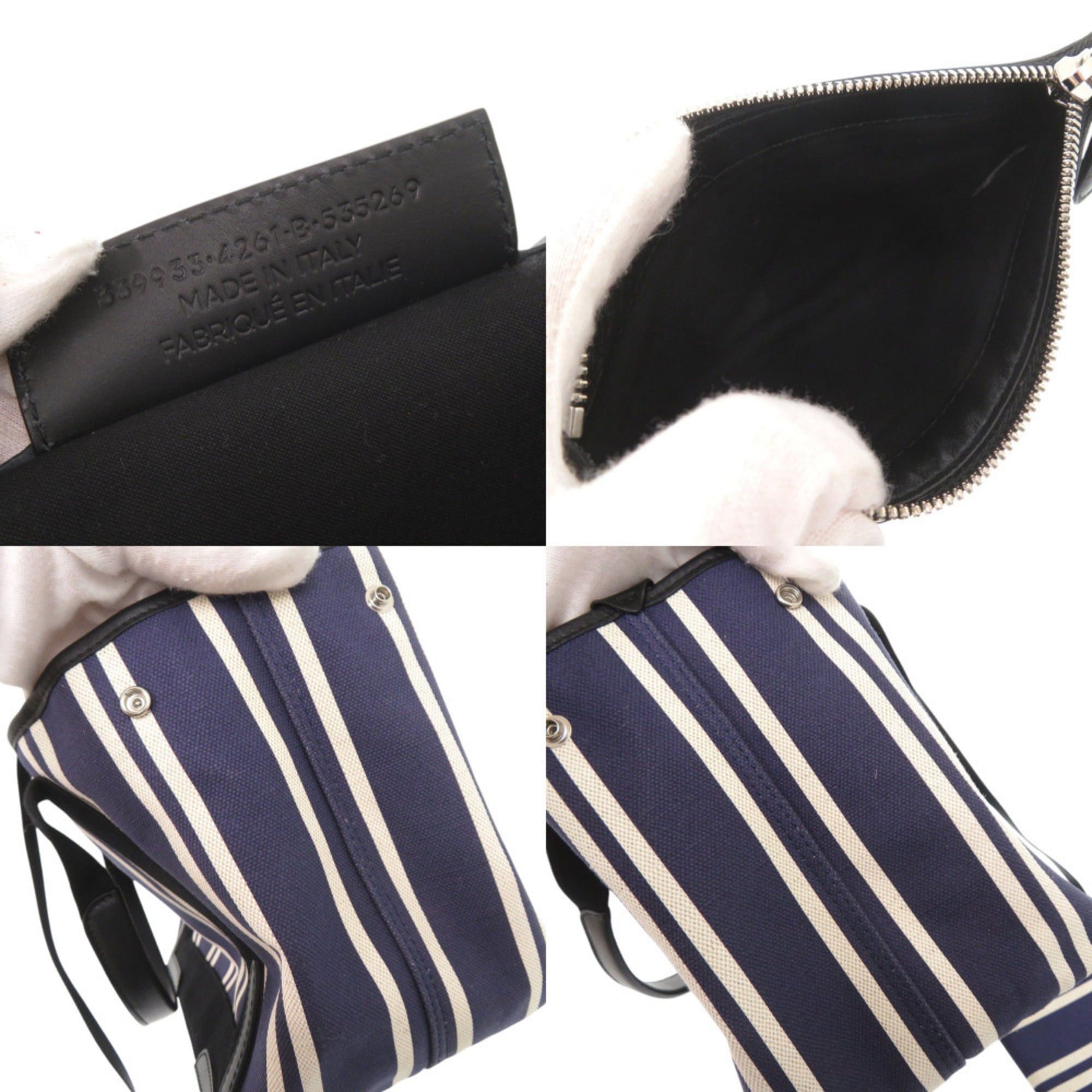 Balenciaga Excellent condition Balenciaga Navy Cabas canvas and leather tote bag/handbag 0737BALENCIAGA Size ONE SIZE - 9 Thumbnail
