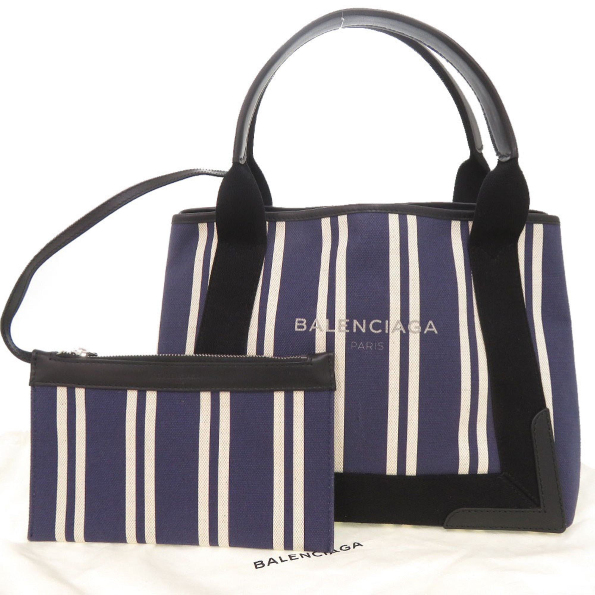 Balenciaga Excellent condition Balenciaga Navy Cabas canvas and leather tote bag/handbag 0737BALENCIAGA Size ONE SIZE - 2 Thumbnail