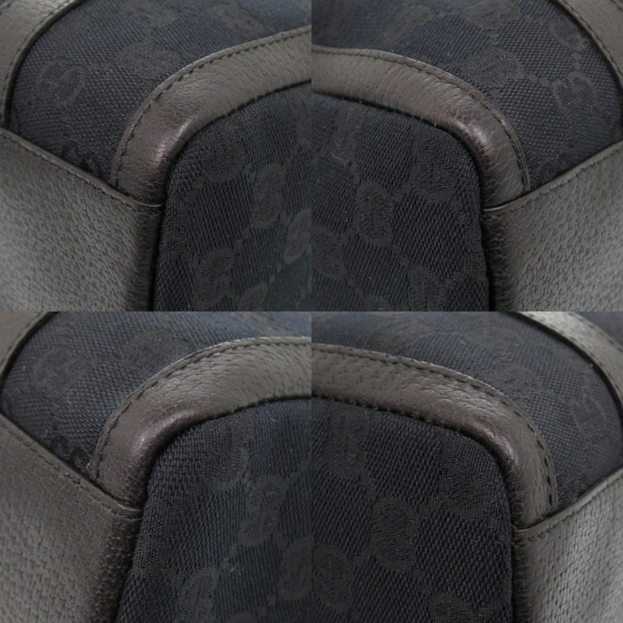 Gucci Excellent condition Gucci Mini Boston bag 130942 GG canvas and leather black handbag 0550GUCCI Size ONE SIZE - 4 Thumbnail
