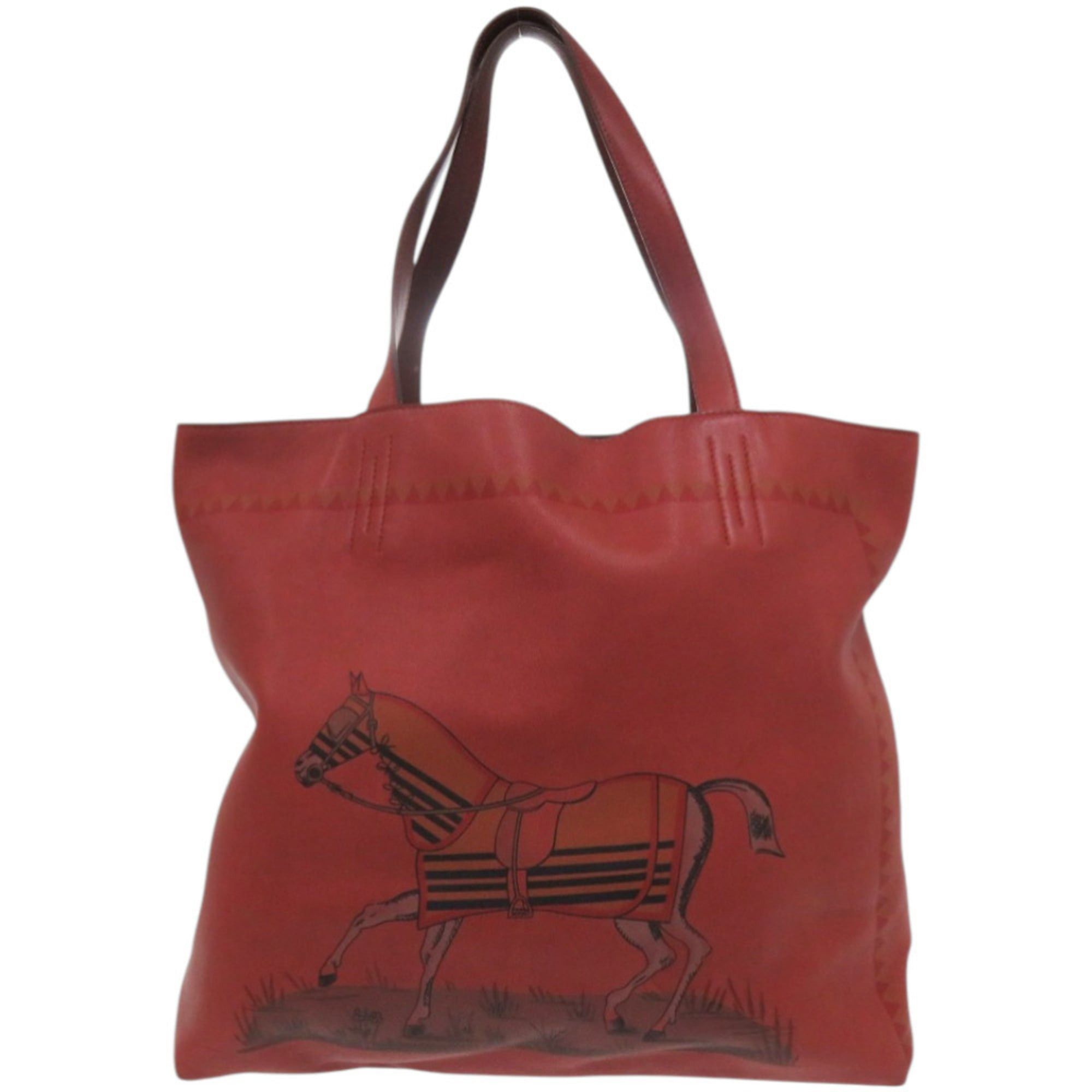 Hermes Hermès Double Sens 45 Reversible Two-Tone Leather Tote Bag in Vauxhall, Red with P Stamp (1228HERMES) Size ONE SIZE - 4 Thumbnail