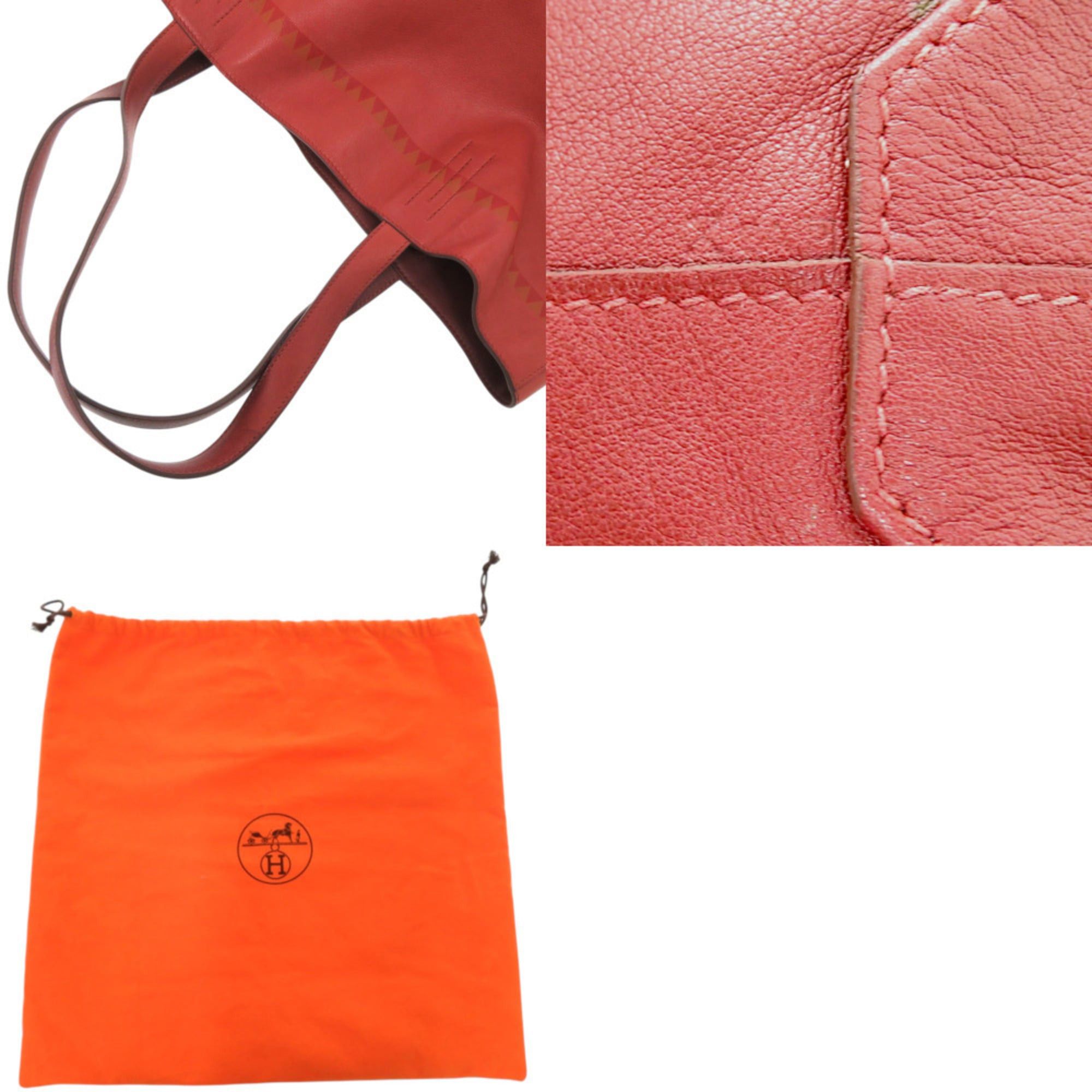 Hermes Hermès Double Sens 45 Reversible Two-Tone Leather Tote Bag in Vauxhall, Red with P Stamp (1228HERMES) Size ONE SIZE - 10 Thumbnail