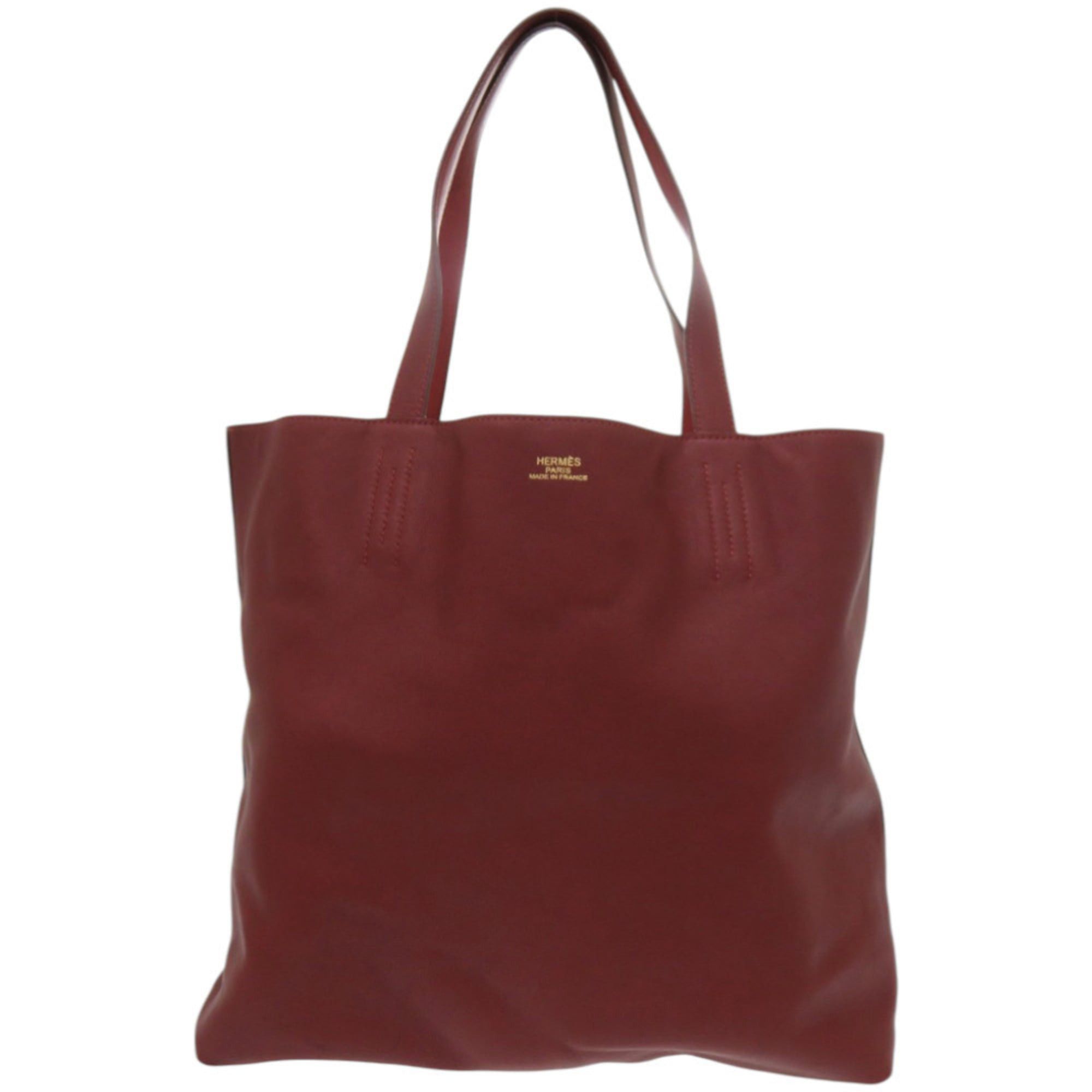 Hermes Hermès Double Sens 45 Reversible Two-Tone Leather Tote Bag in Vauxhall, Red with P Stamp (1228HERMES) Size ONE SIZE - 2 Thumbnail